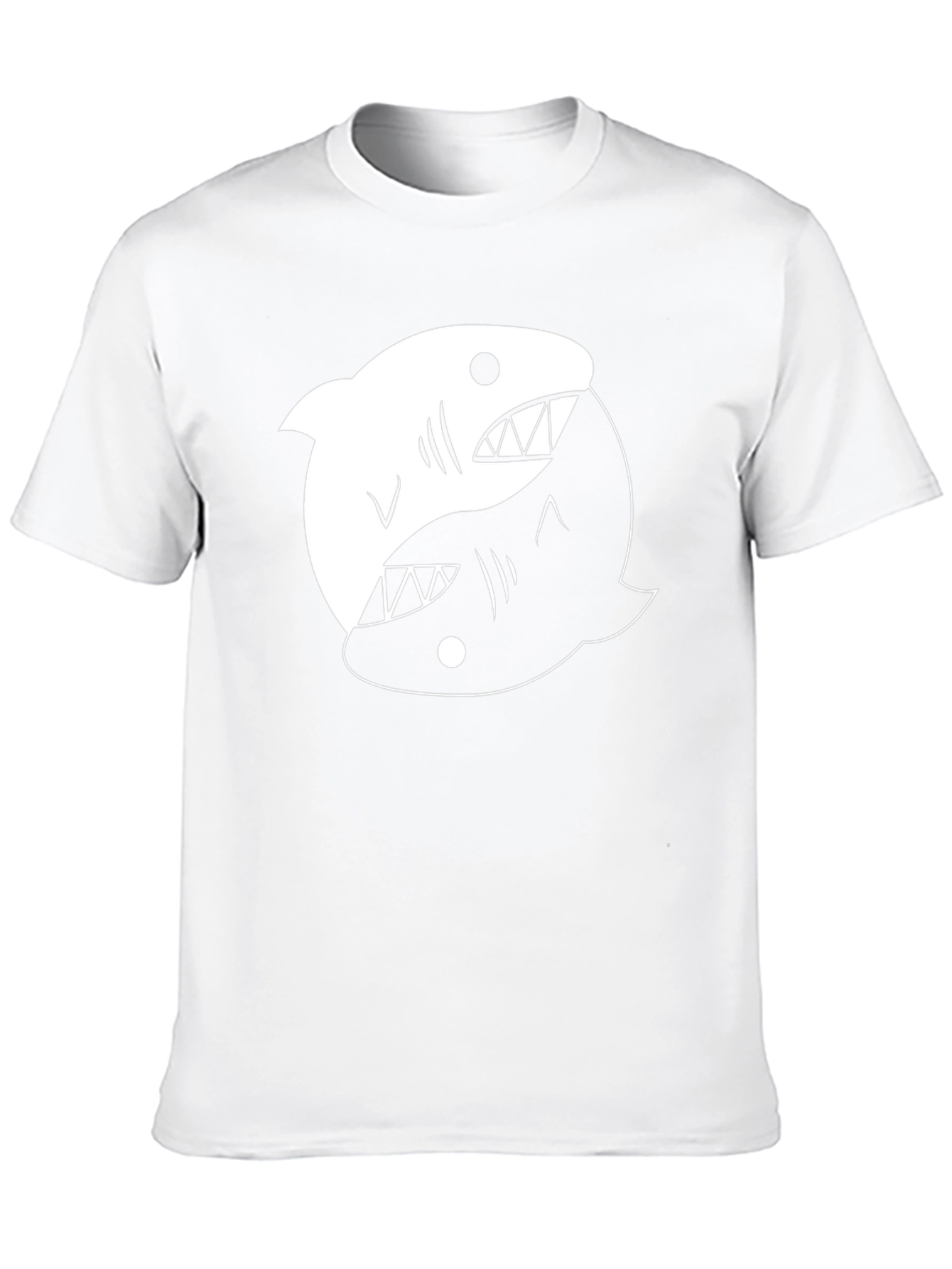Yin Yang Shark Graphic Tee - Black Cotton T-Shirt