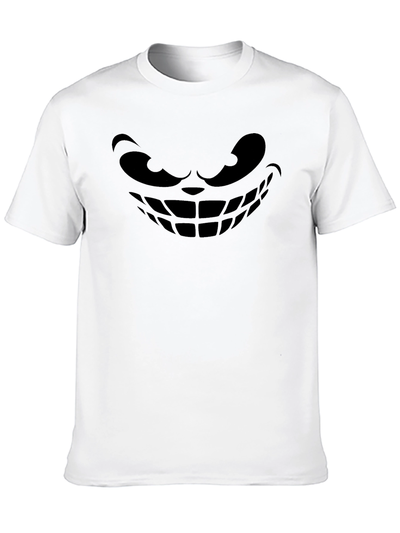 Mens Black T-Shirt with Grinning Face Graphic