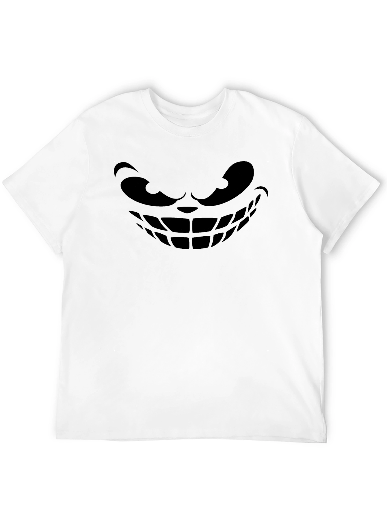 Mens Black T-Shirt with Grinning Face Graphic