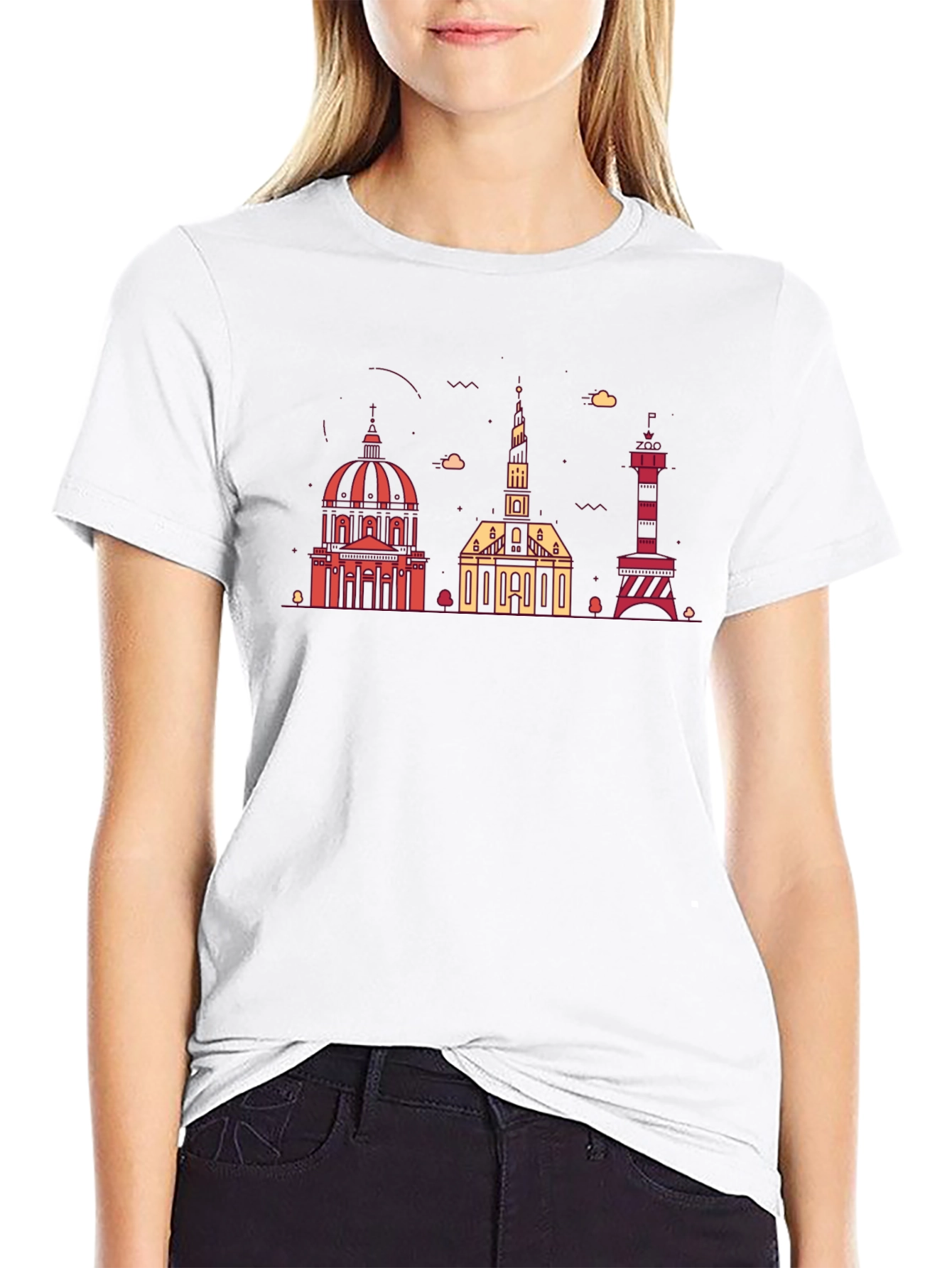 Copenhagen Skyline Graphic Tee - Denmark Souvenir T-Shirt