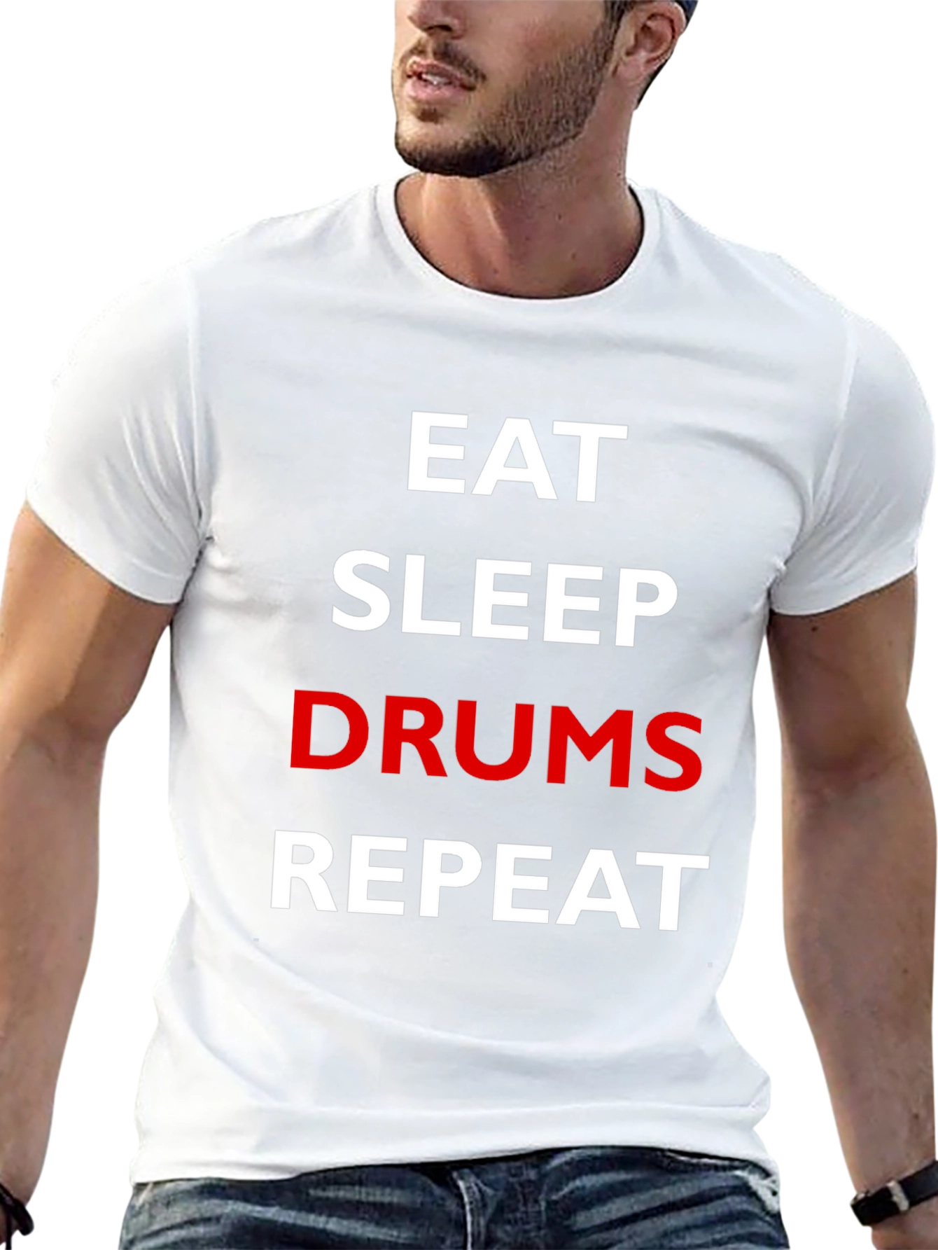 Eat Sleep Drums Repeat Black Graphic T-Shirt