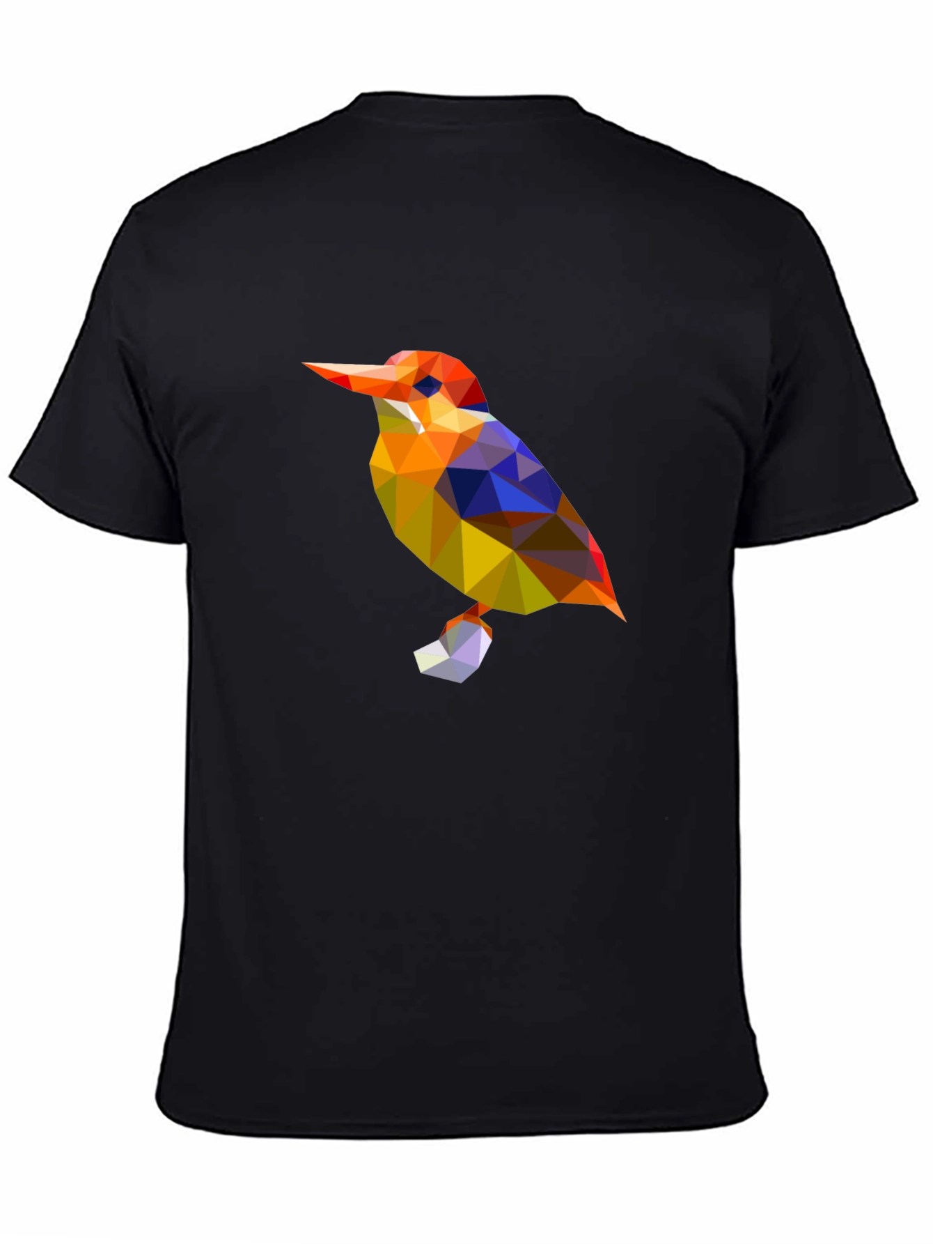 Geometric Bird Graphic Black T-Shirt