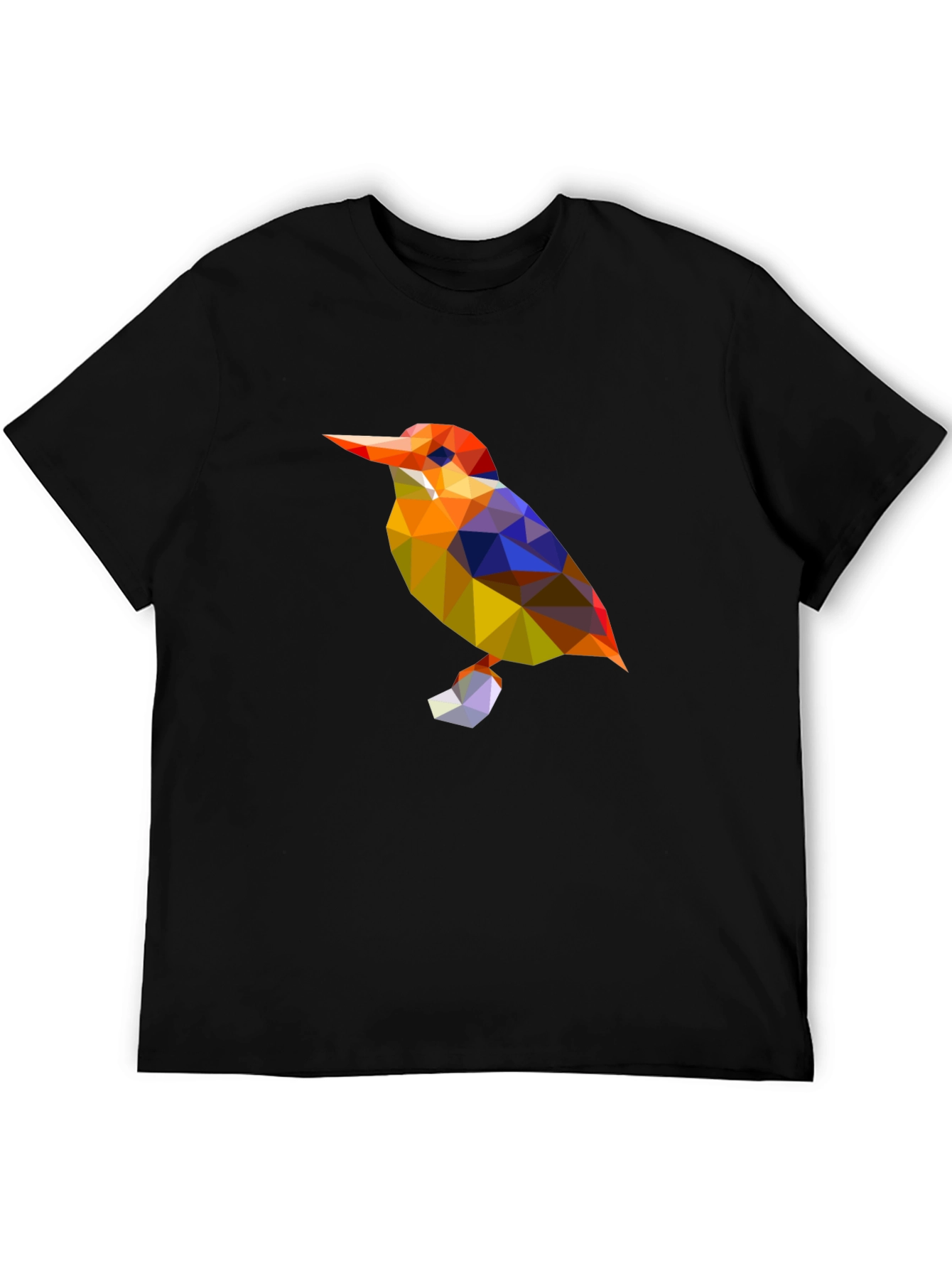 Geometric Bird Graphic Black T-Shirt