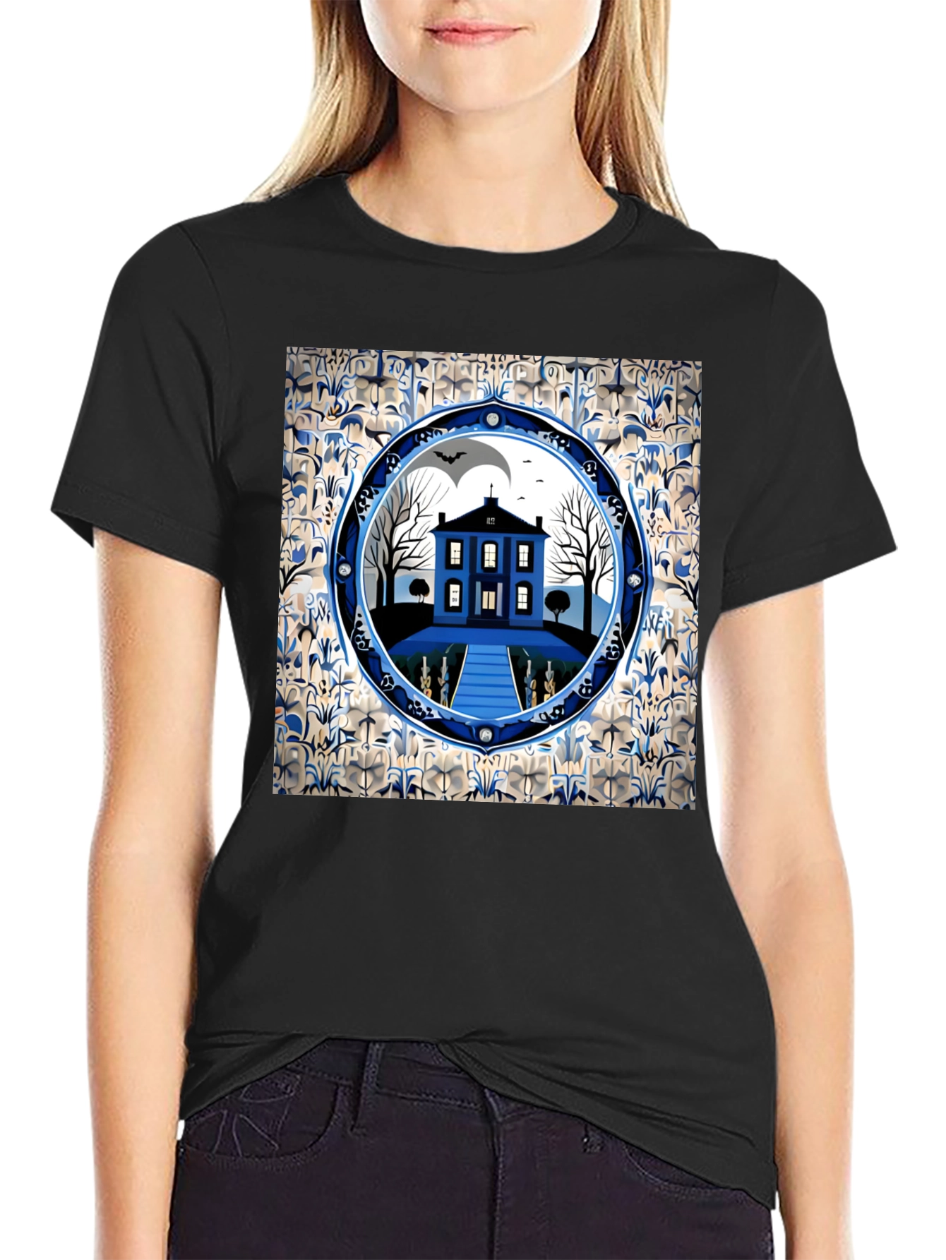Spooky Haunted House Graphic Tee - Halloween Apparel