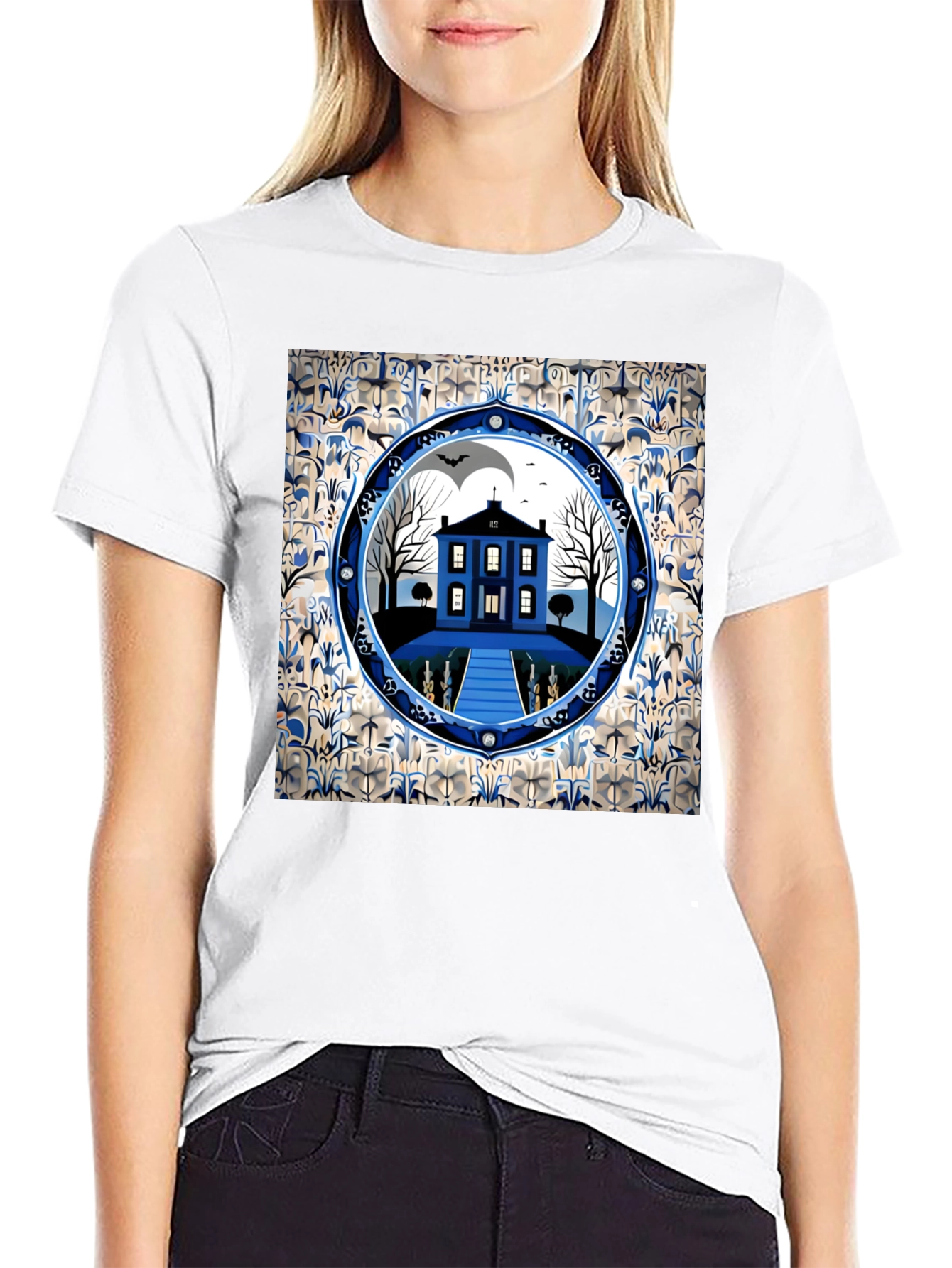 Spooky Haunted House Graphic Tee - Halloween Apparel