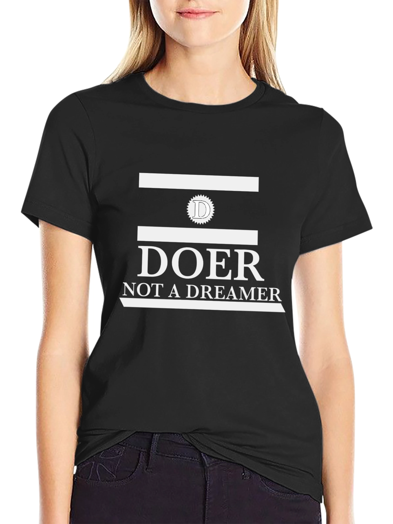 Doer Not A Dreamer Black Graphic Tee