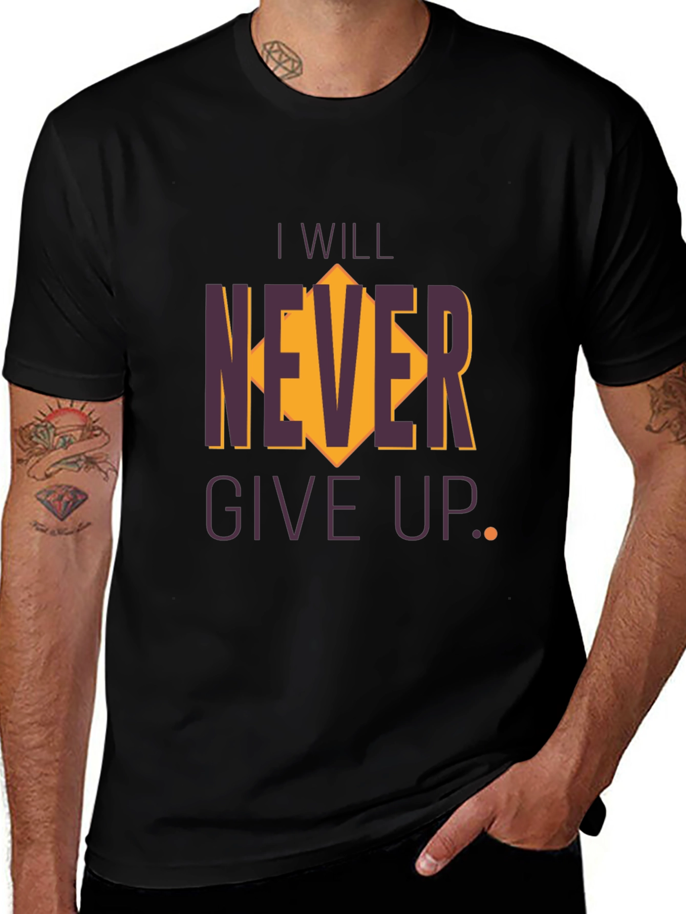 Inspirational Graphic Tee - Never Give Up