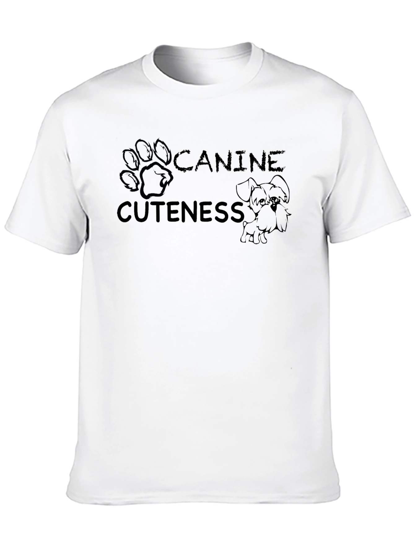 Canine Cuteness Graphic Tee - Black Cotton Blend