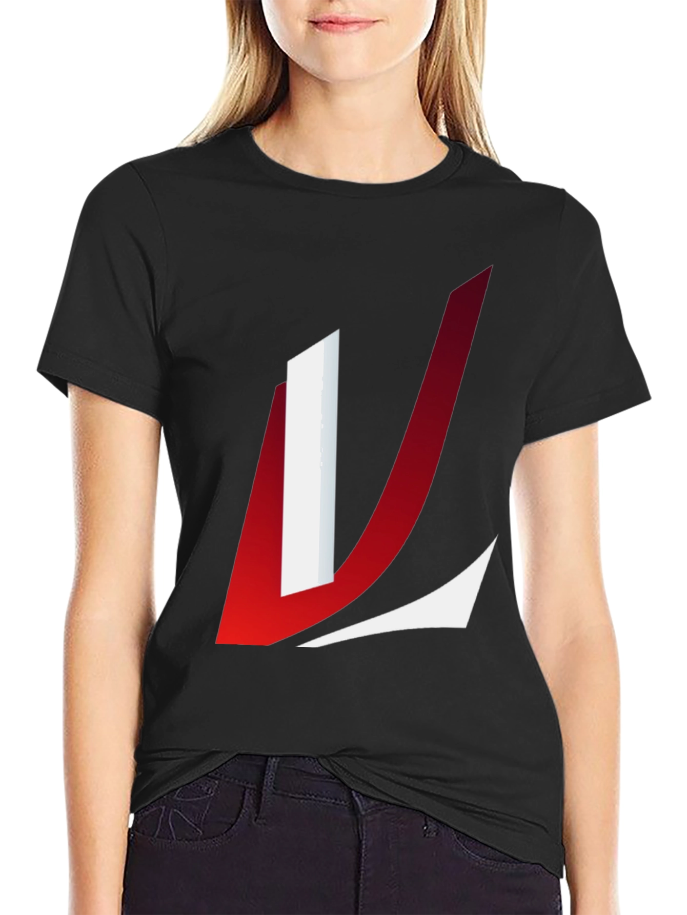 Modern L Graphic Tee - Casual Black T-Shirt