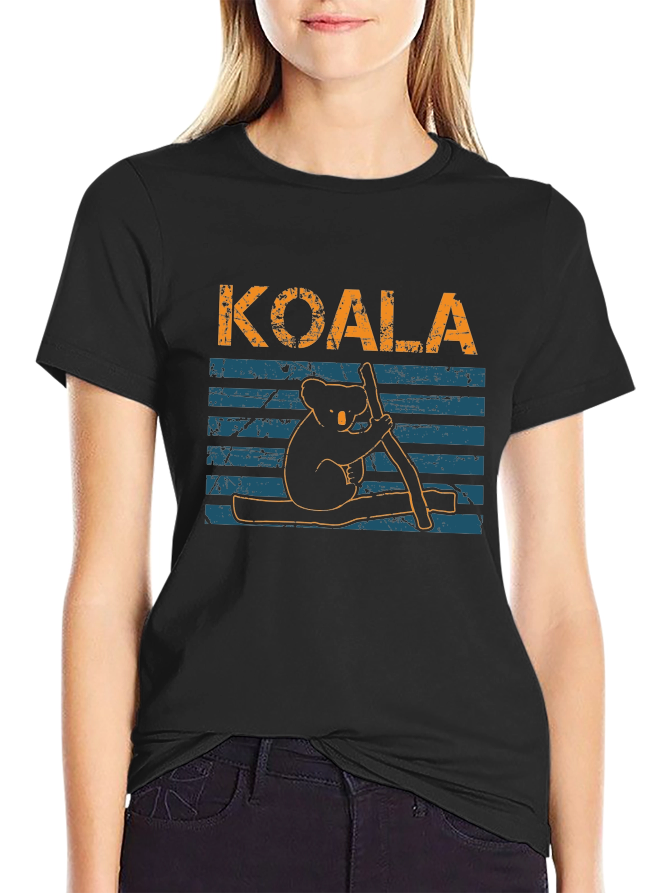 Koala Graphic Print Black T-Shirt