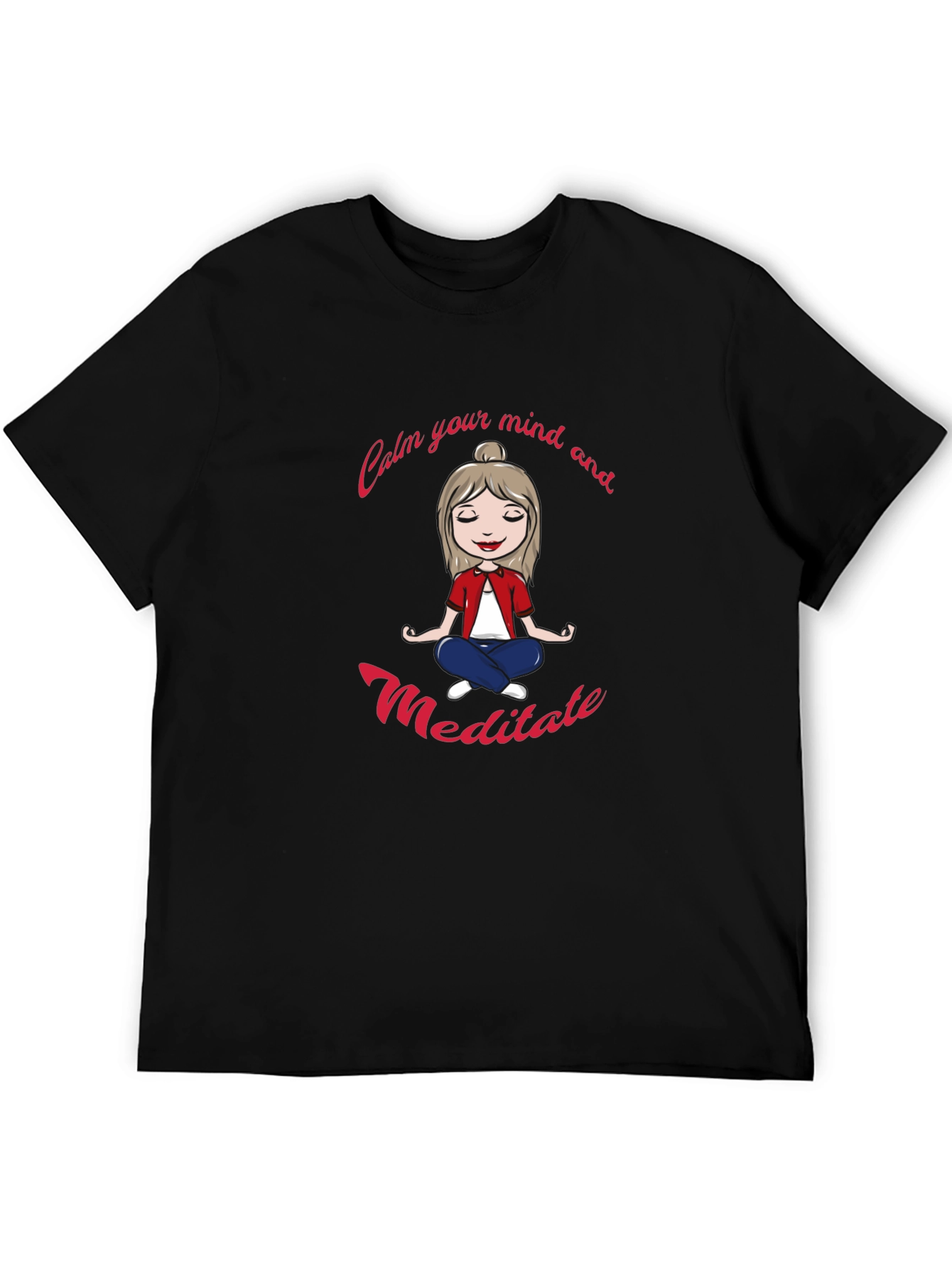 Calm Mind Meditate Black Graphic Tee