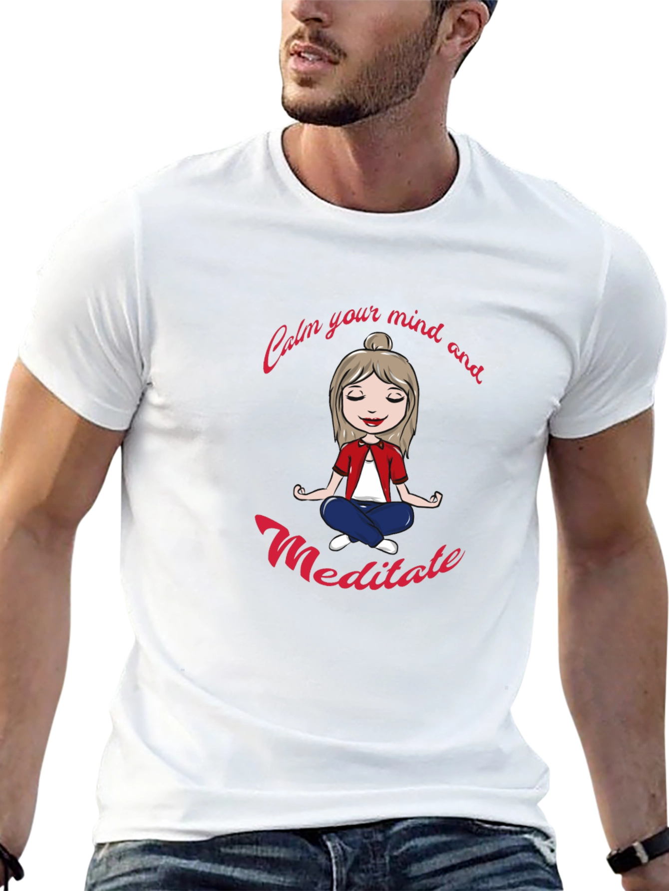 Calm Mind Meditate Black Graphic Tee