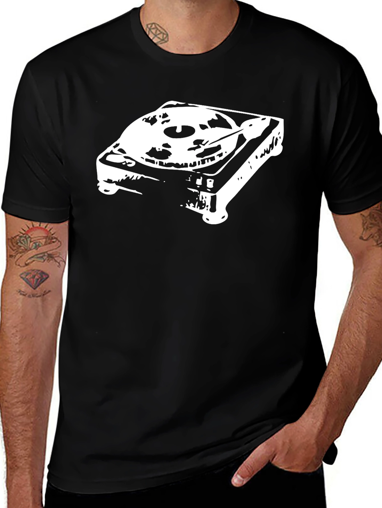 Retro Turntable T-Shirt - Black Music Lover Tee