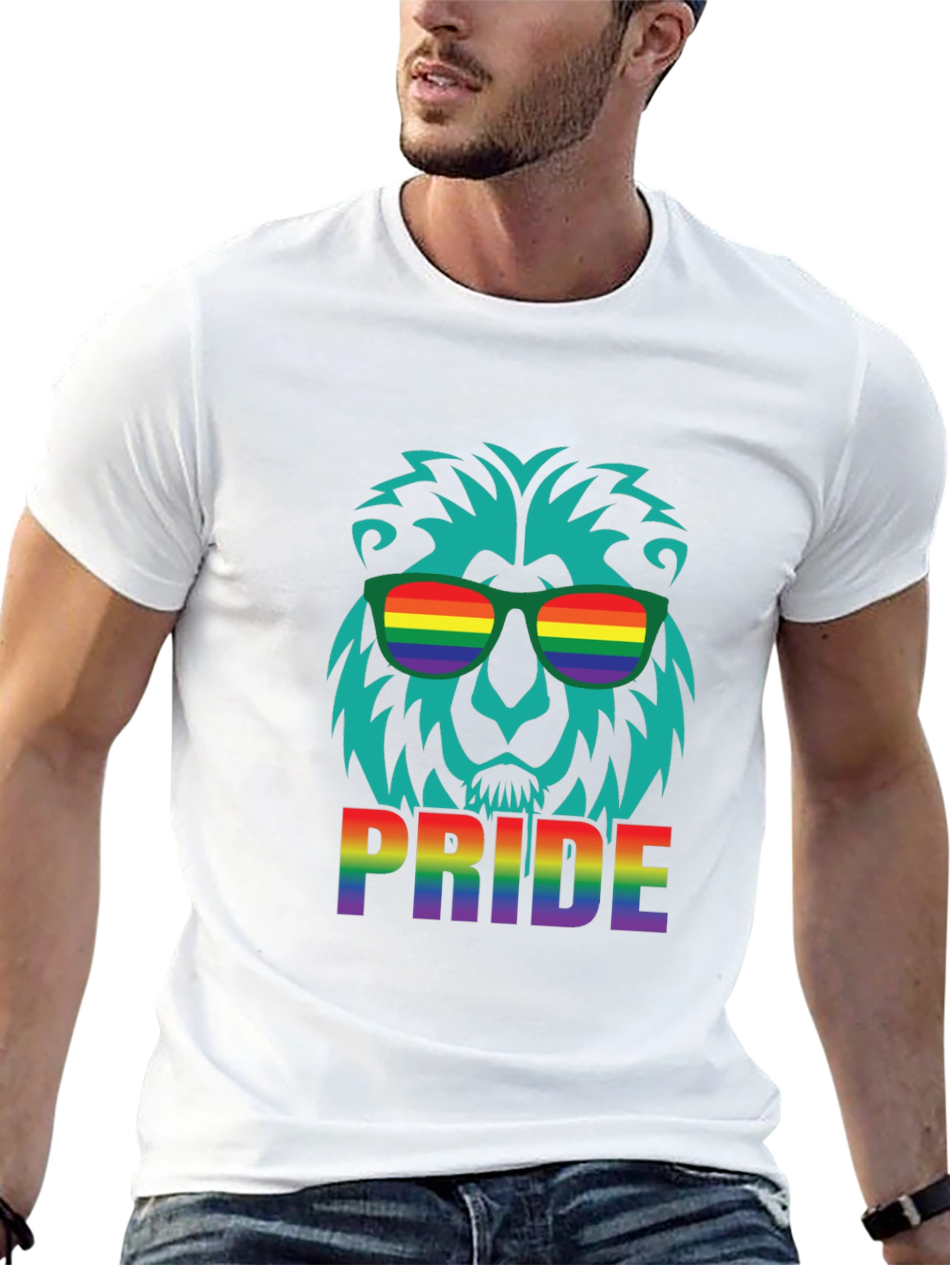 Pride Lion Graphic Tee - Rainbow LGBTQ+ Support