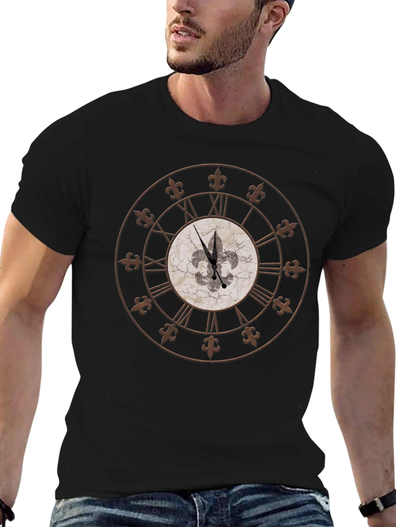 Fleur-de-Lis Clock Graphic Tee - Stylish Comfort