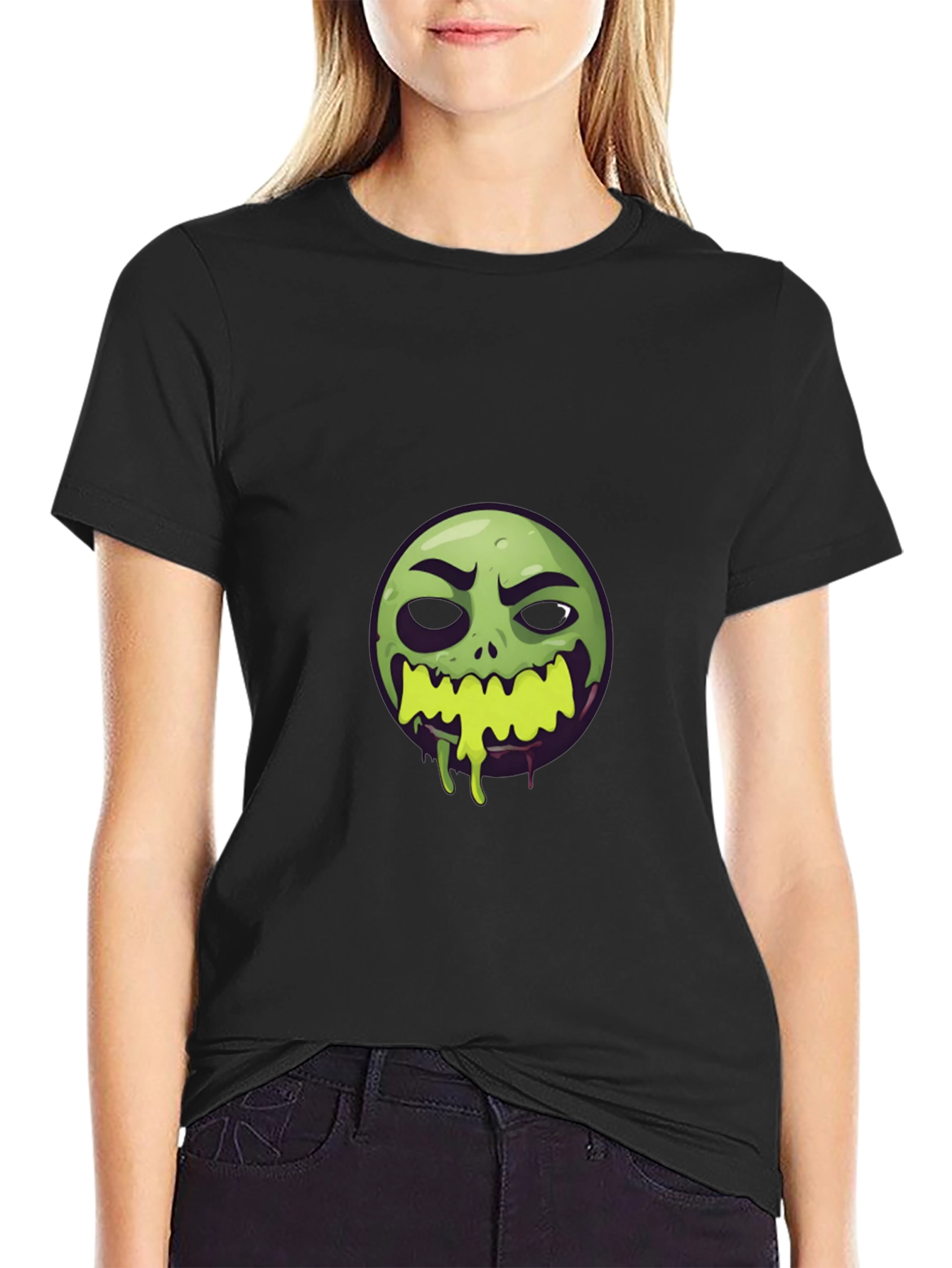 Zombie Emoji Graphic Black T-Shirt