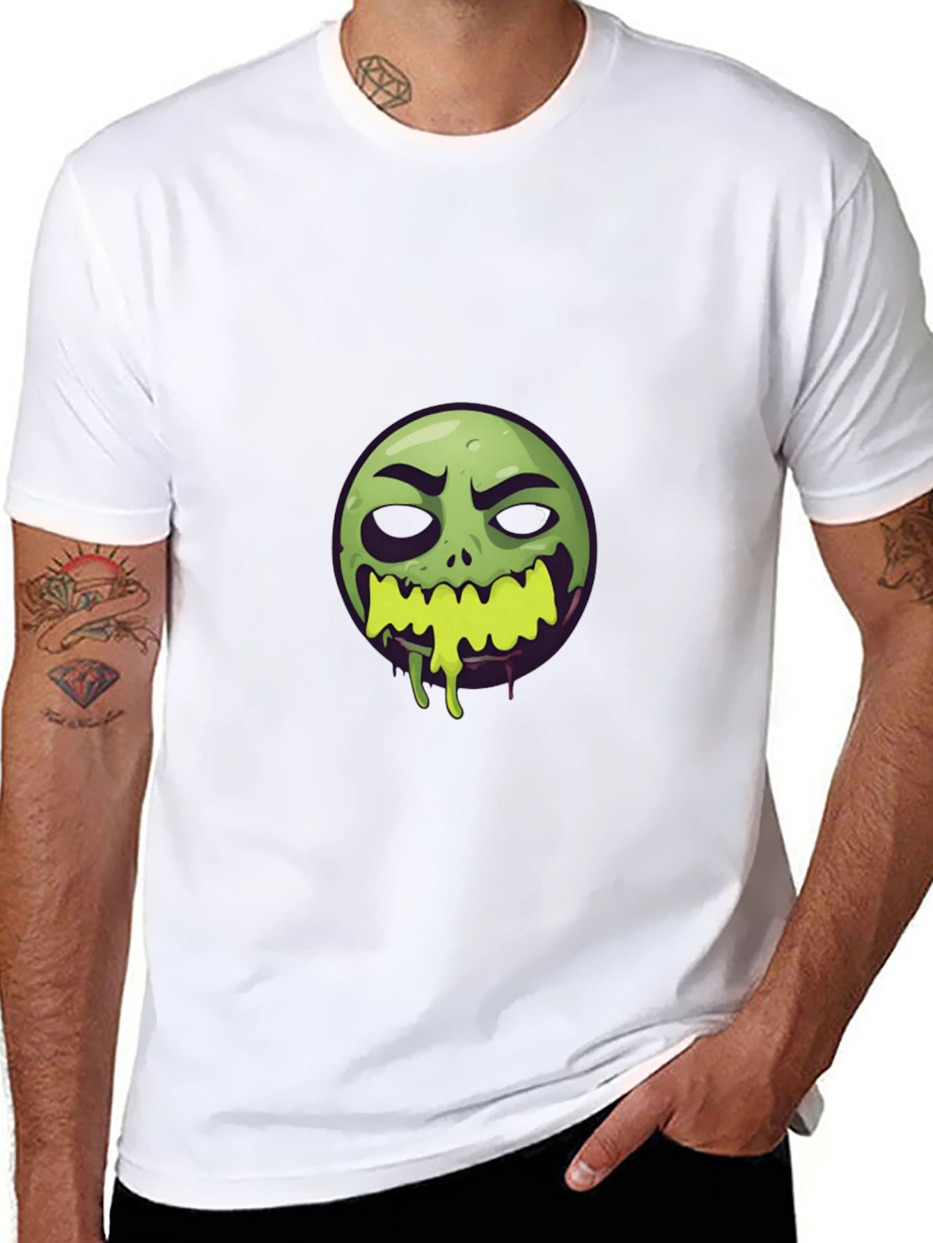 Zombie Emoji Graphic Black T-Shirt