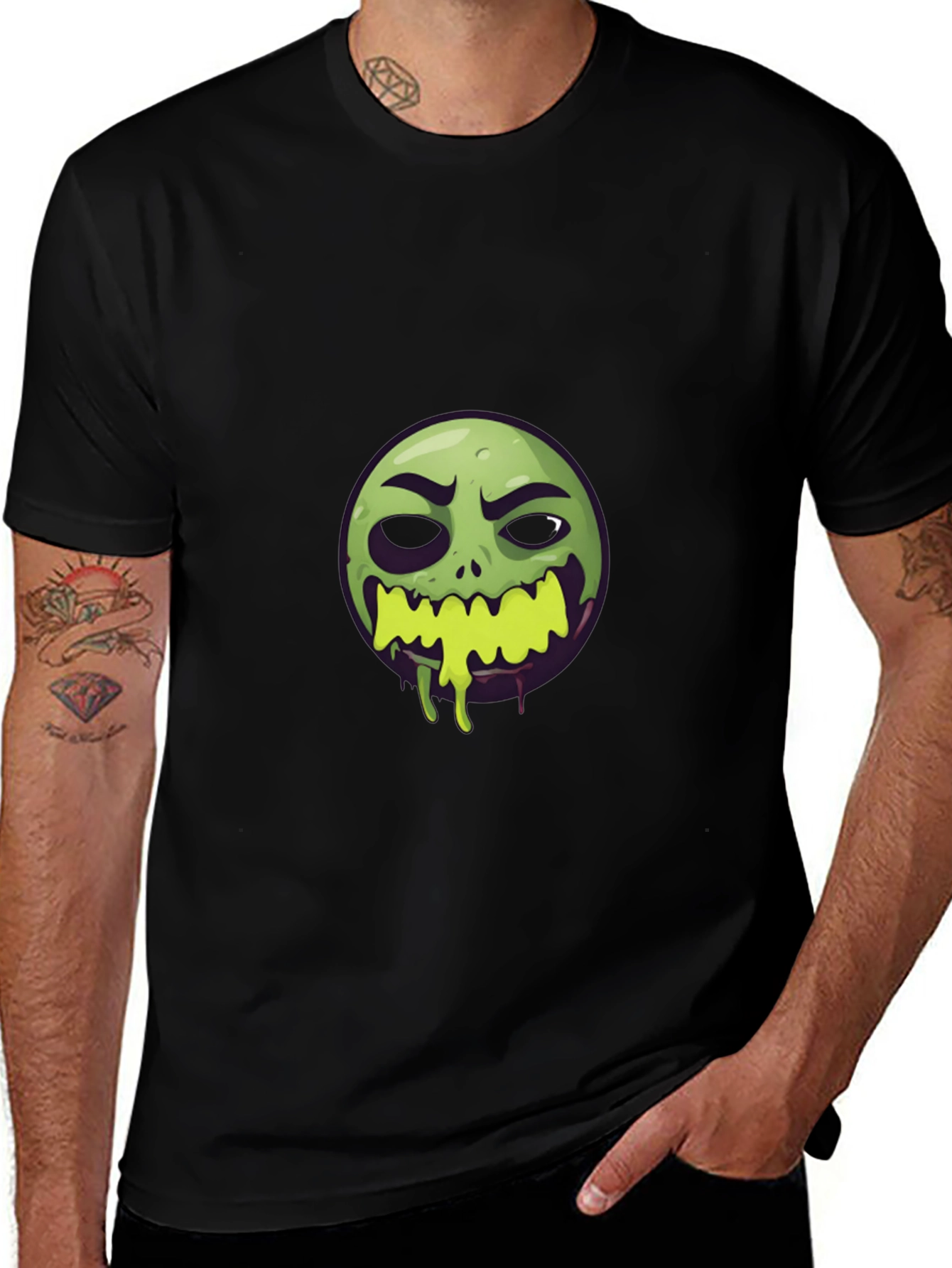 Zombie Emoji Graphic Black T-Shirt