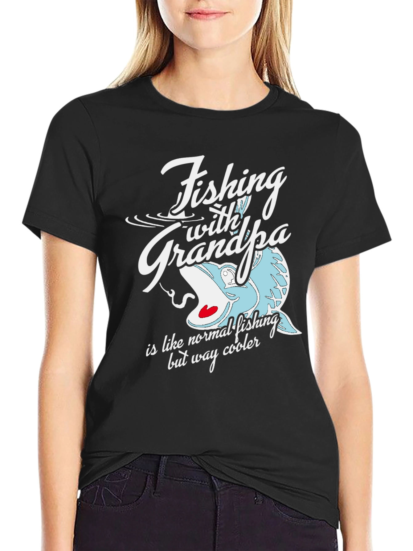 Fishing with Grandpa Black Graphic Tee