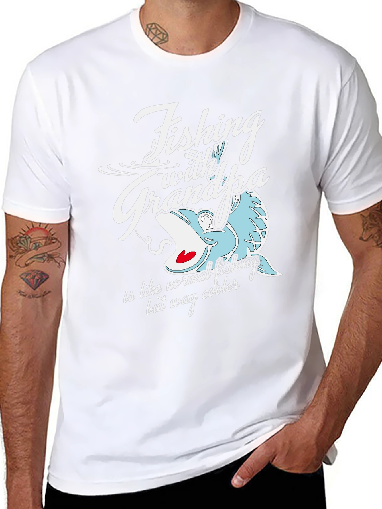 Fishing with Grandpa Black Graphic Tee