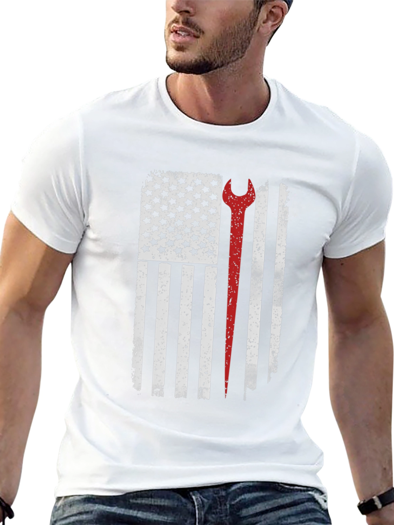 Mechanic American Flag Graphic T-Shirt