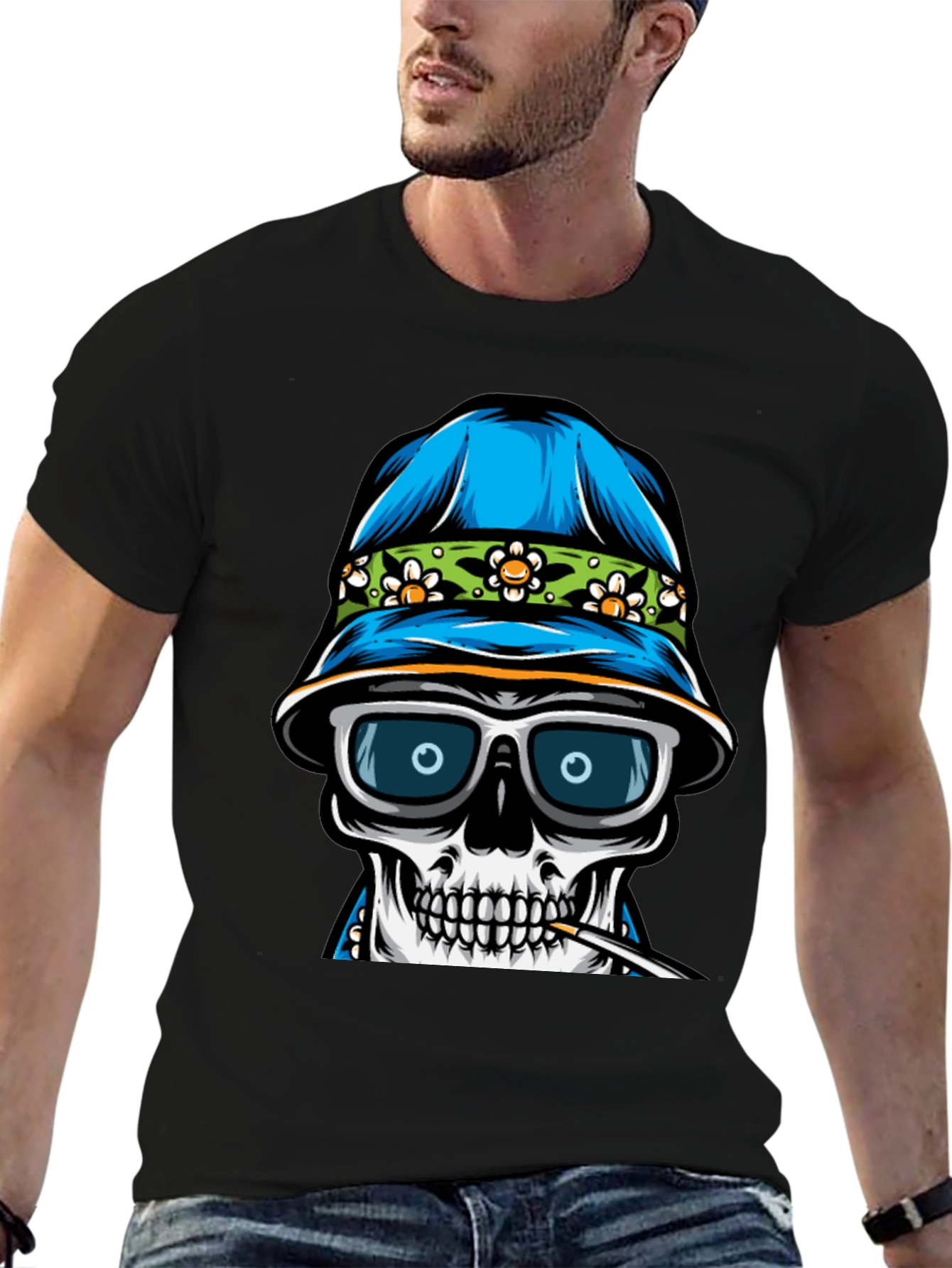 Cool Skull Graphic Tee - Mens Black T-Shirt