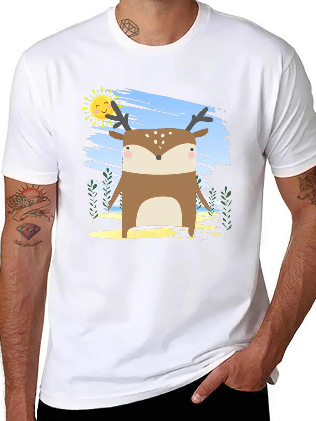 Cute Deer Graphic Print Tee