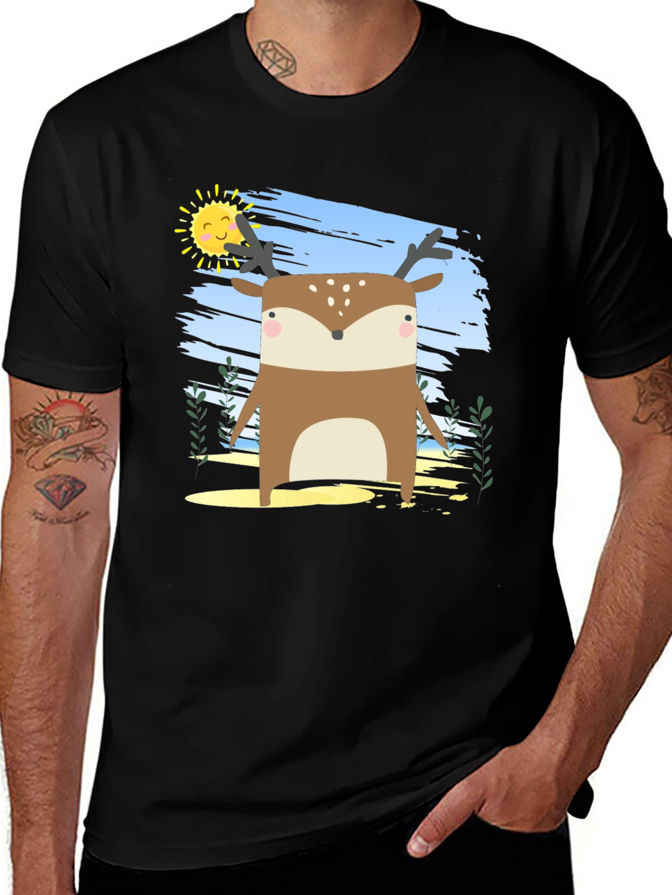 Cute Deer Graphic Print Tee