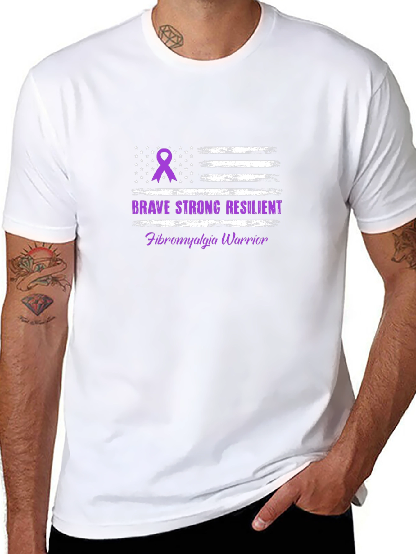 Brave Strong Resilient Fibromyalgia Awareness Warrior T-Shirt