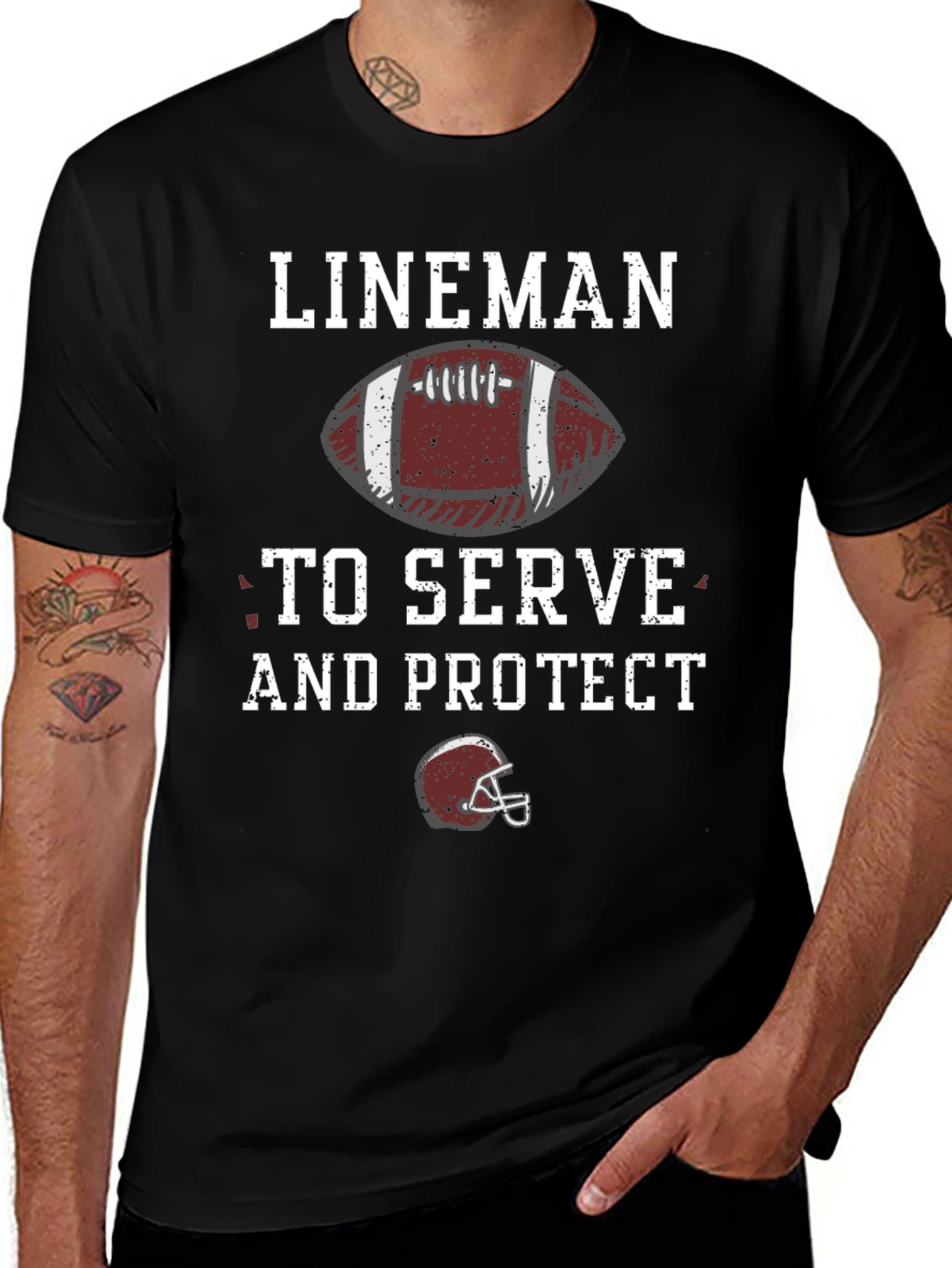 Lineman Football T-Shirt - Serve and Protect