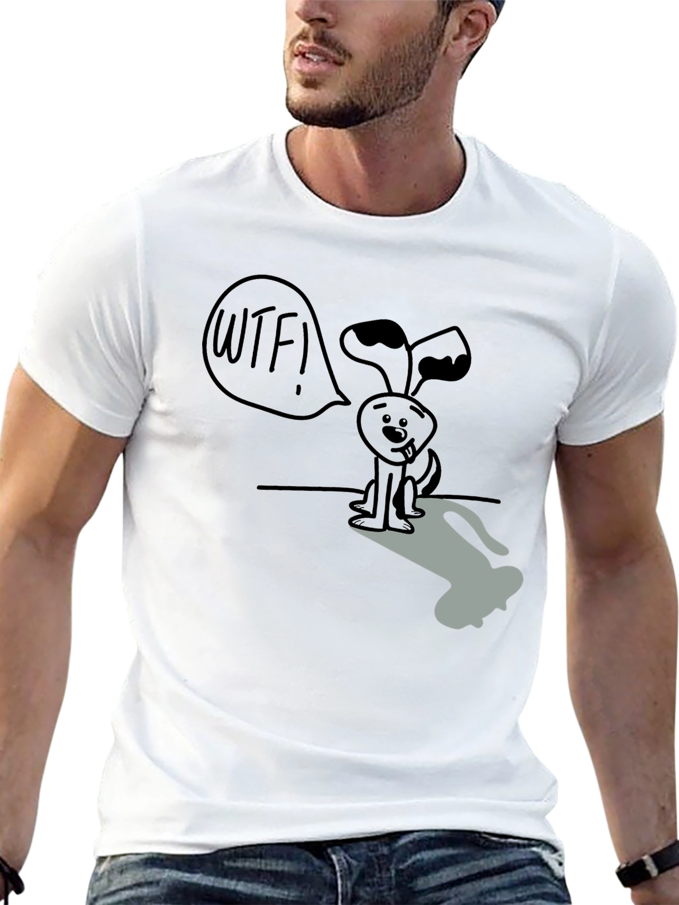 WTF Dog Graphic T-Shirt - Humor Tee