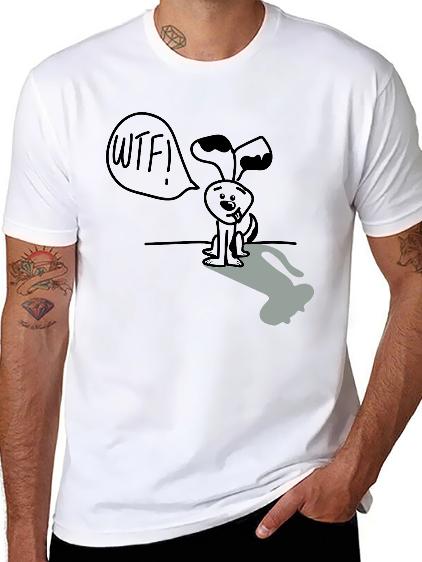WTF Dog Graphic T-Shirt - Humor Tee