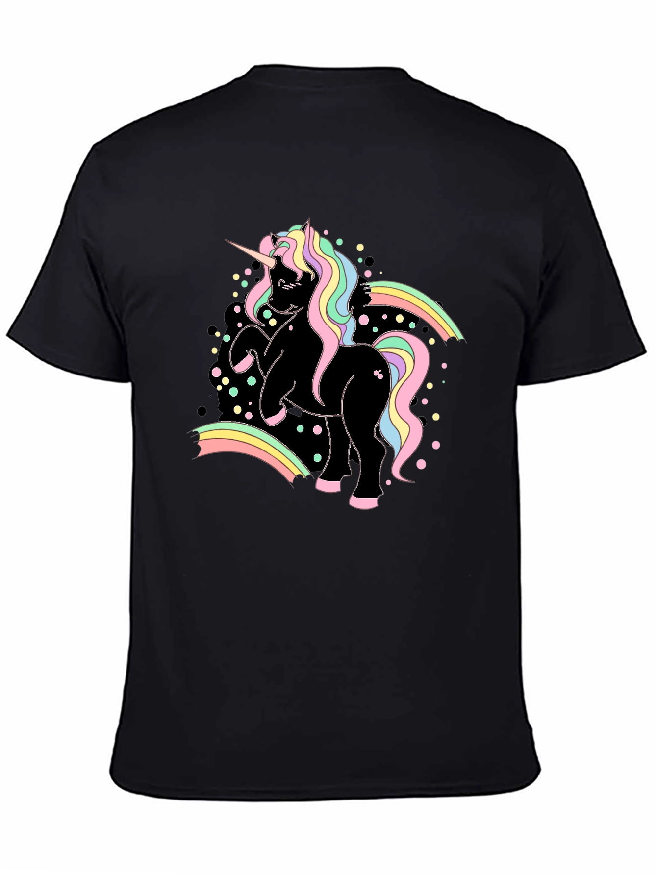 Unicorn Rainbow Graphic Black T-Shirt