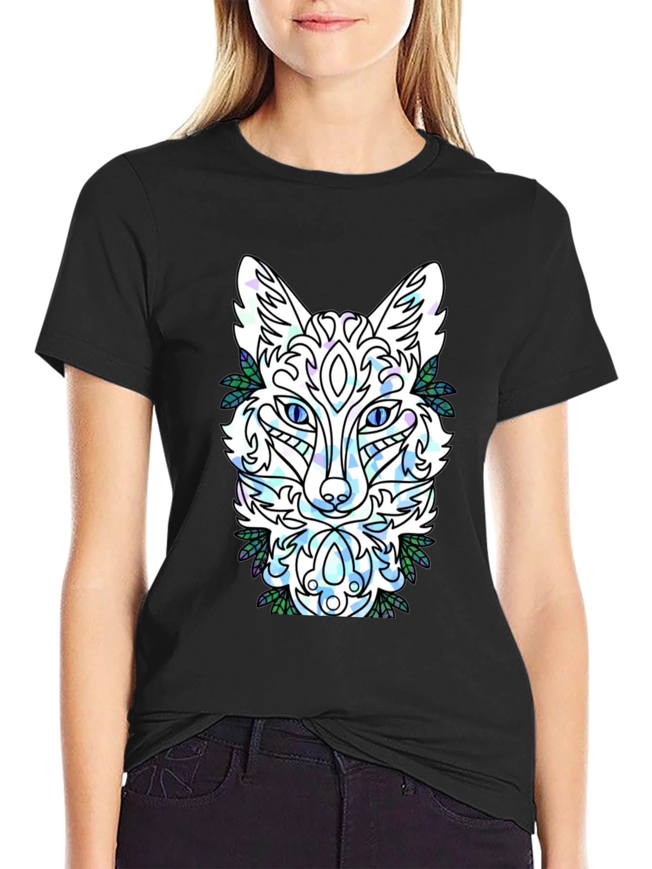 Abstract Fox Graphic Tee - Mens Black T-Shirt