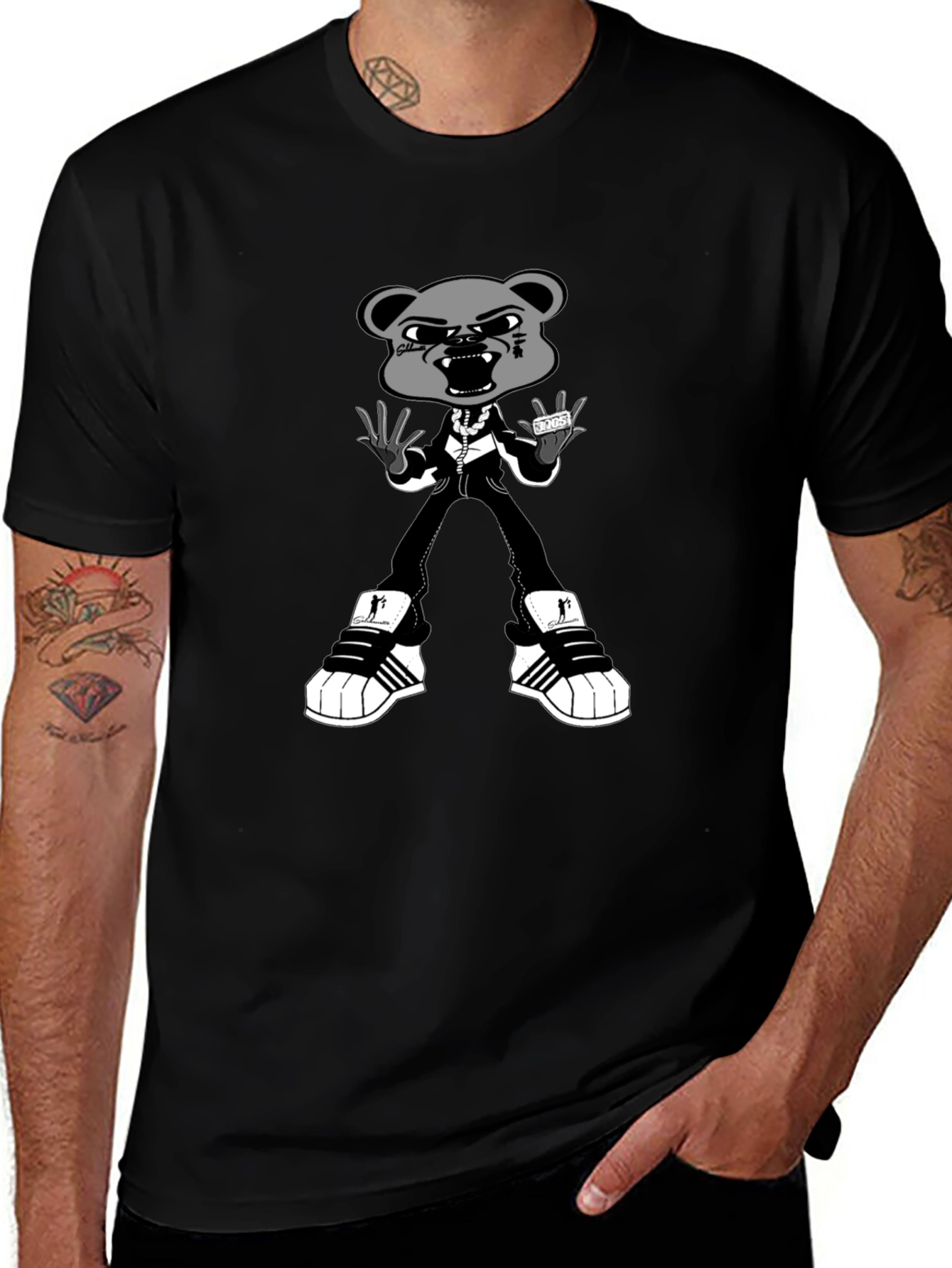 Gangster Bear Graphic T-Shirt
