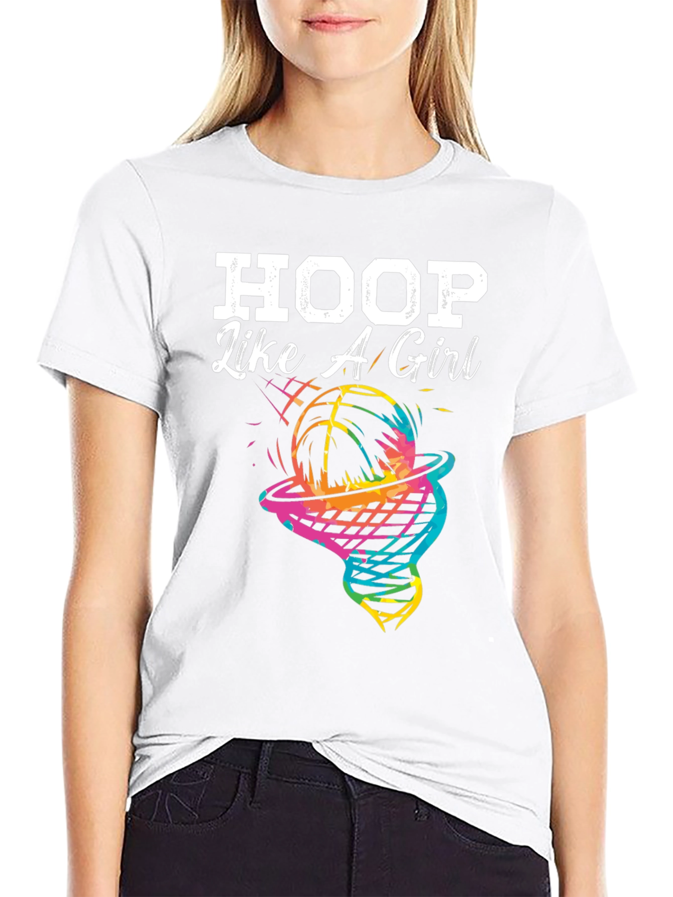 Hoop Like a Girl T-Shirt - Basketball Graphic Tee