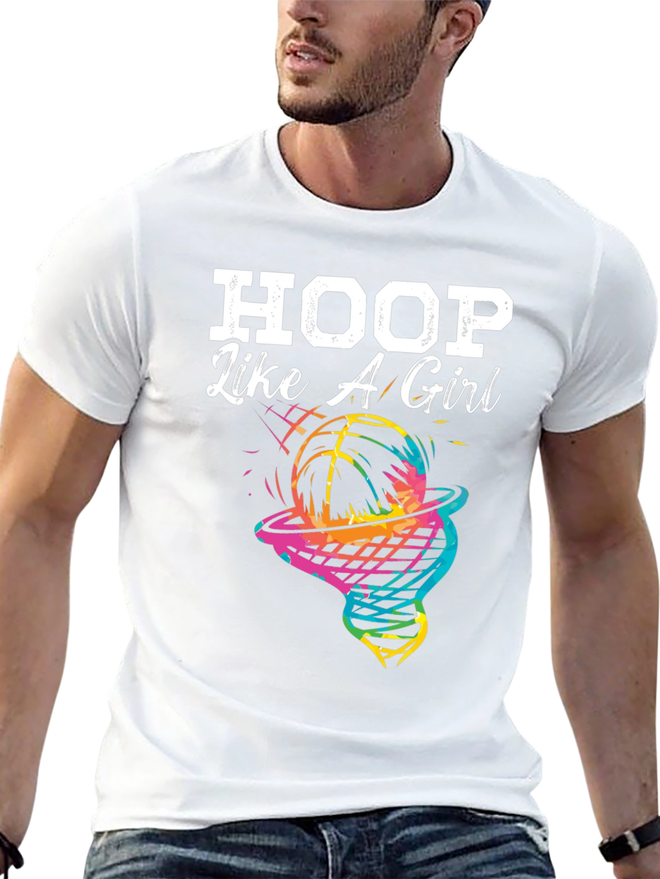 Hoop Like a Girl T-Shirt - Basketball Graphic Tee