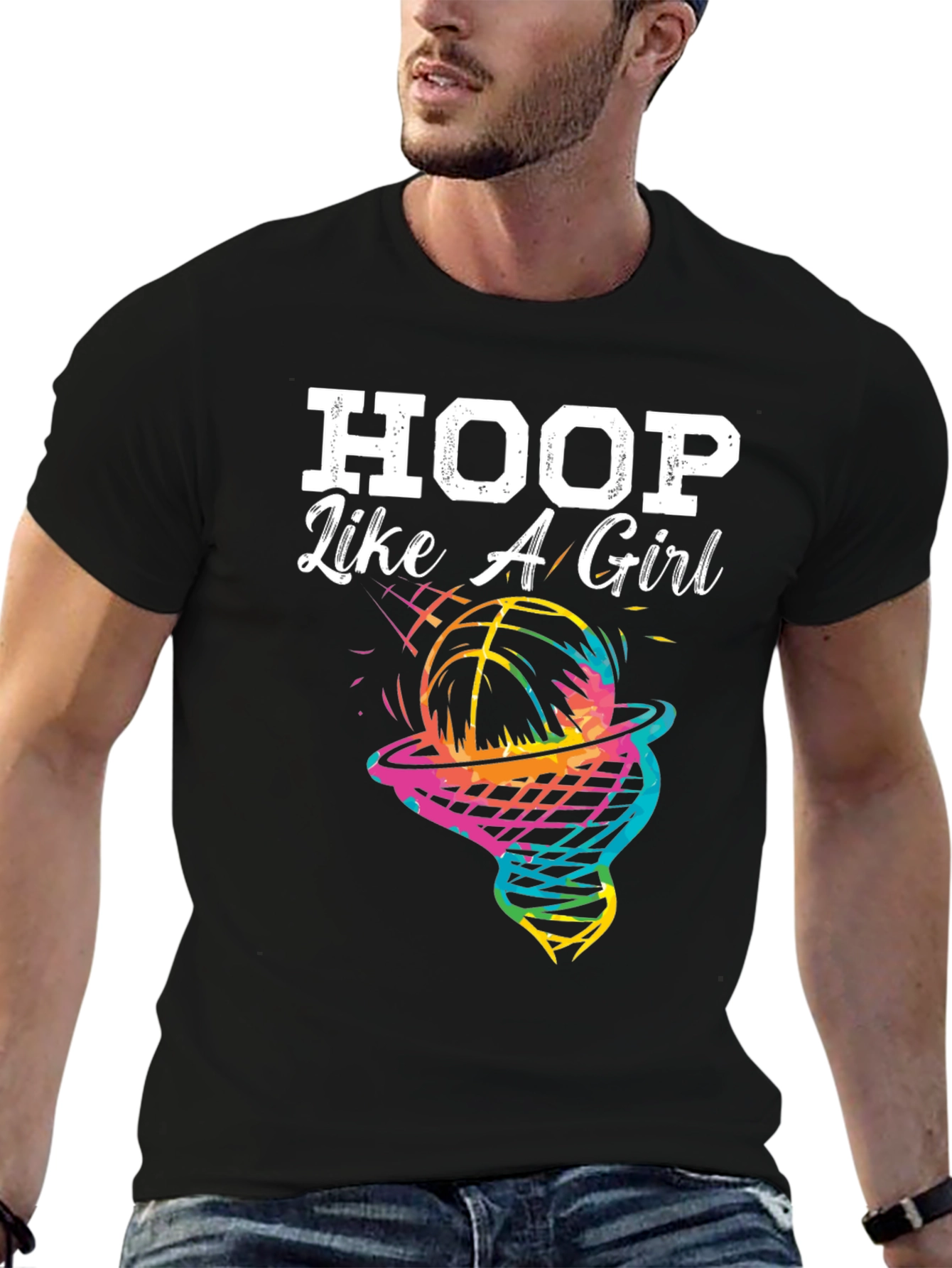 Hoop Like a Girl T-Shirt - Basketball Graphic Tee