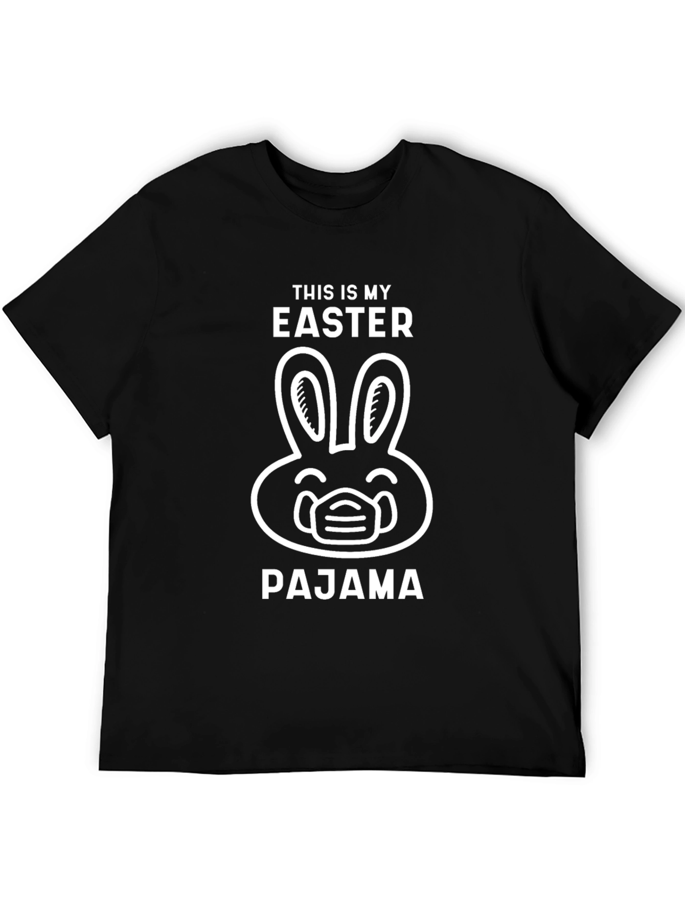 Easter Bunny Mask Pajama T-Shirt - Novelty Holiday Tee