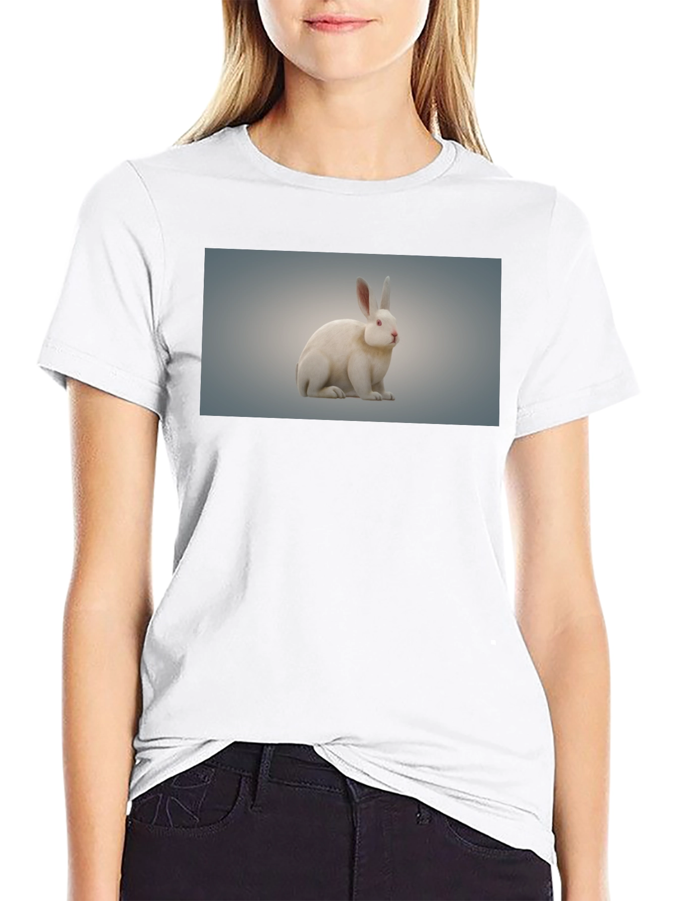 Rabbit Graphic Tee - Black Cotton Casual Wear
