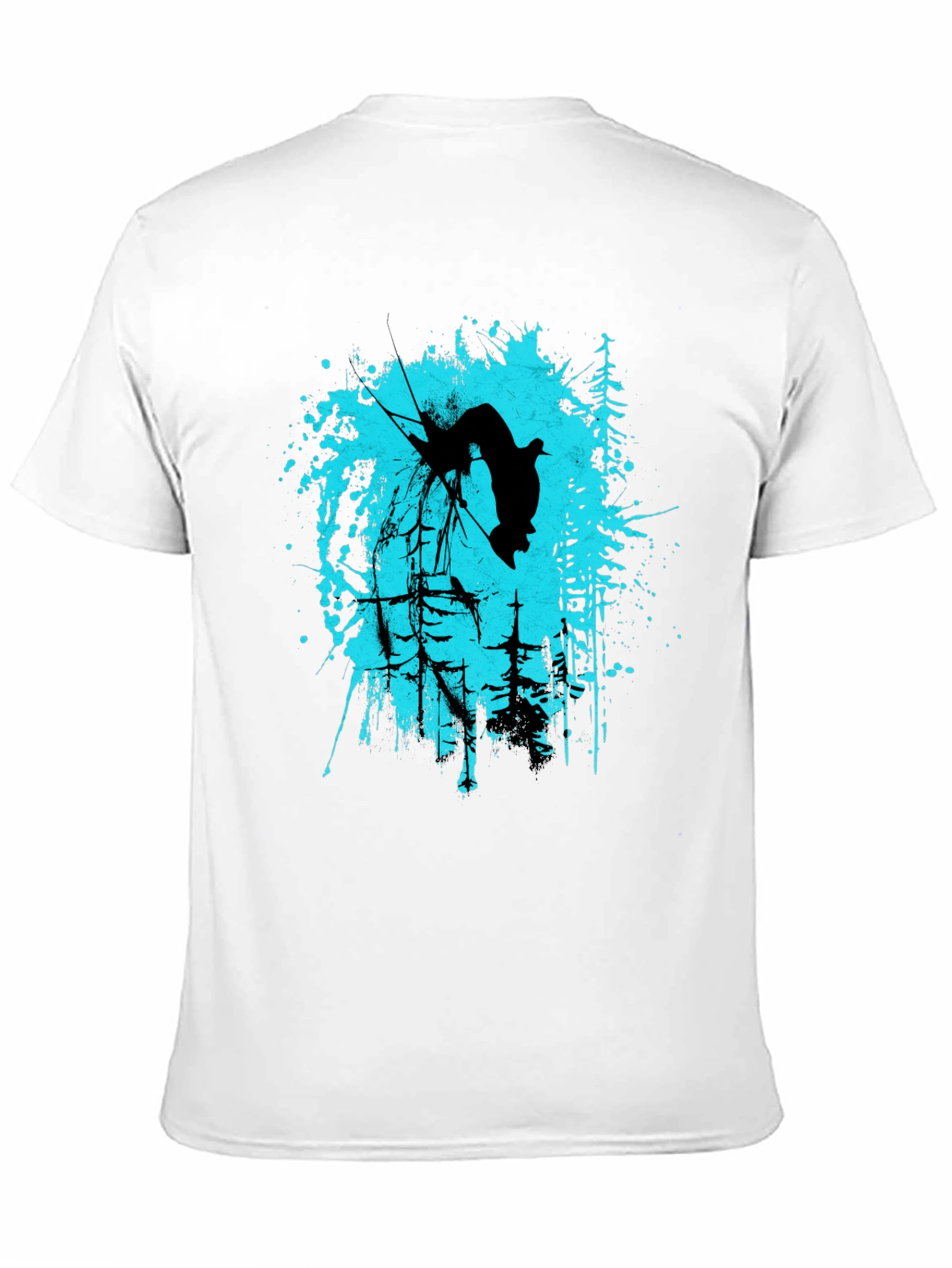 Black T-Shirt with Skier Graphic Design