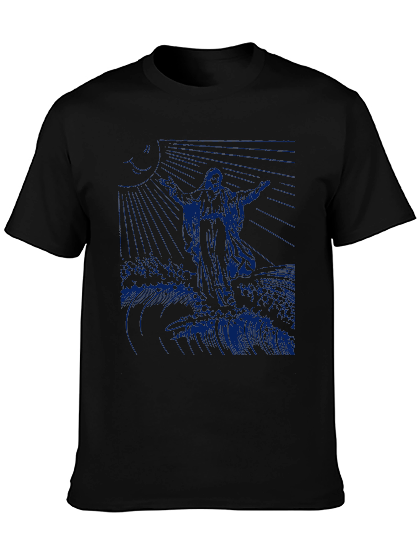 Jesus Walking on Water Graphic Tee - Black