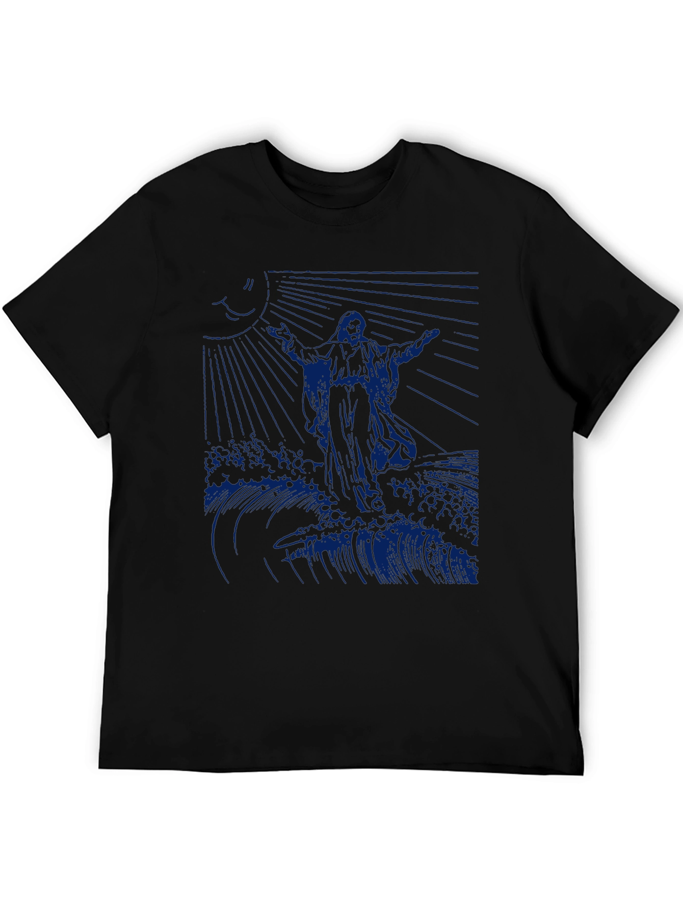 Jesus Walking on Water Graphic Tee - Black