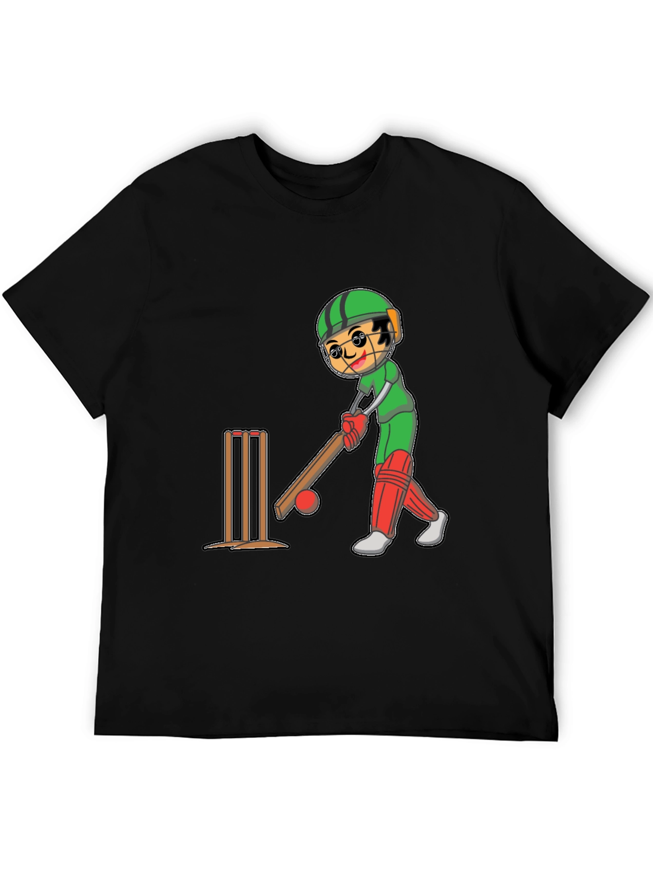 Cricket Player Cartoon Graphic Tee