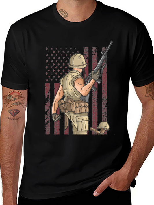 Military Soldier T-Shirt - American Flag