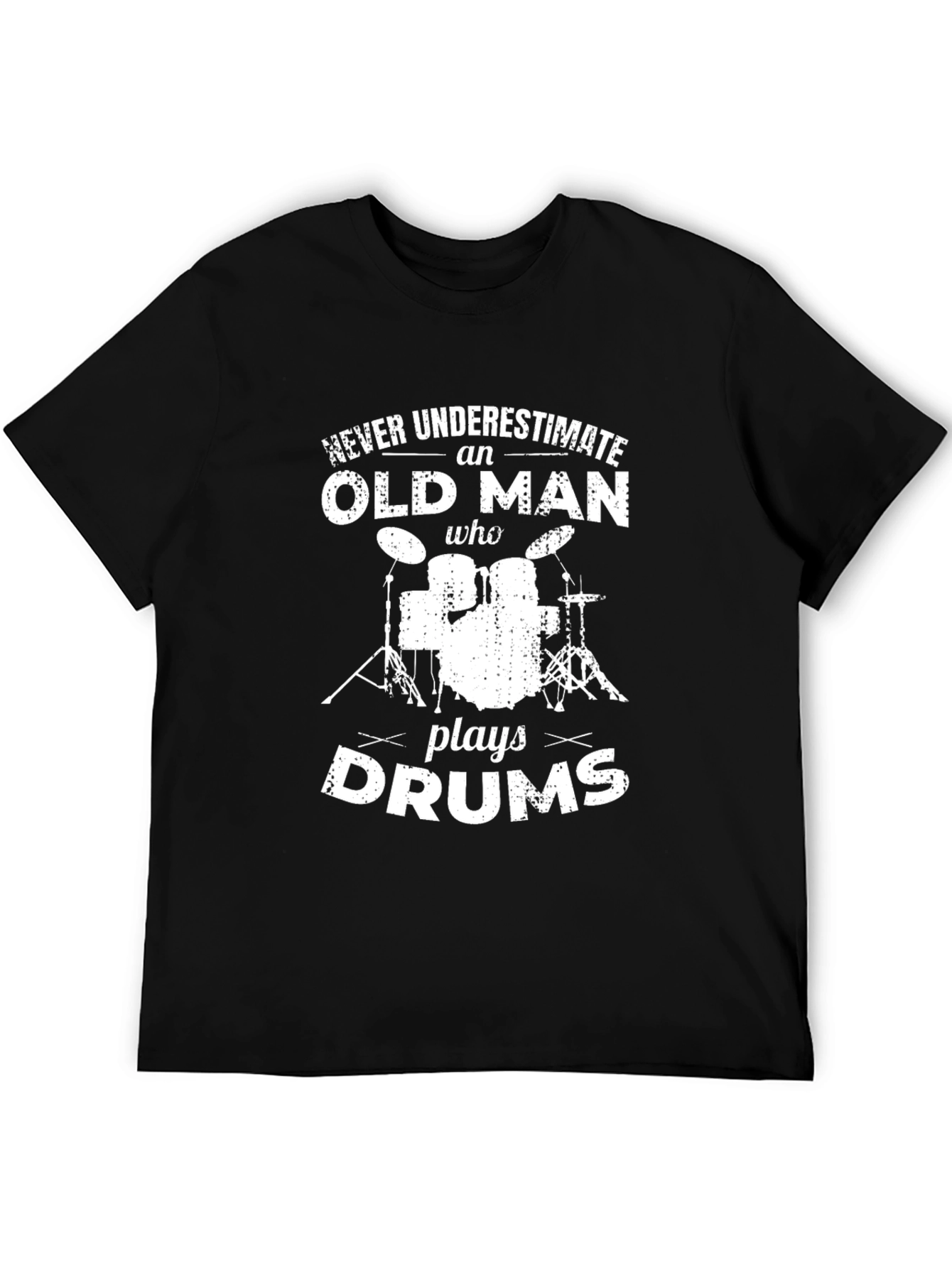 Old Man Drums Graphic T-Shirt - Black