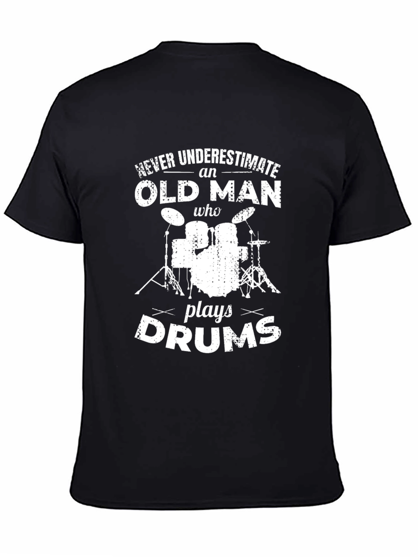 Old Man Drums Graphic T-Shirt - Black