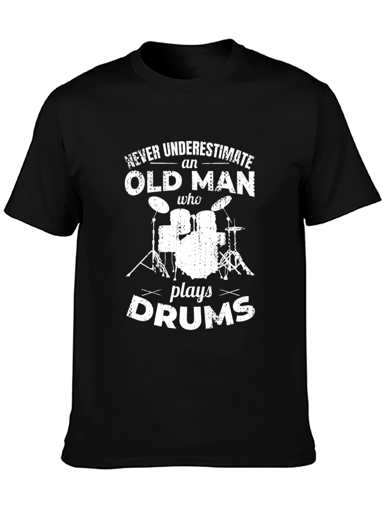 Old Man Drums Graphic T-Shirt - Black