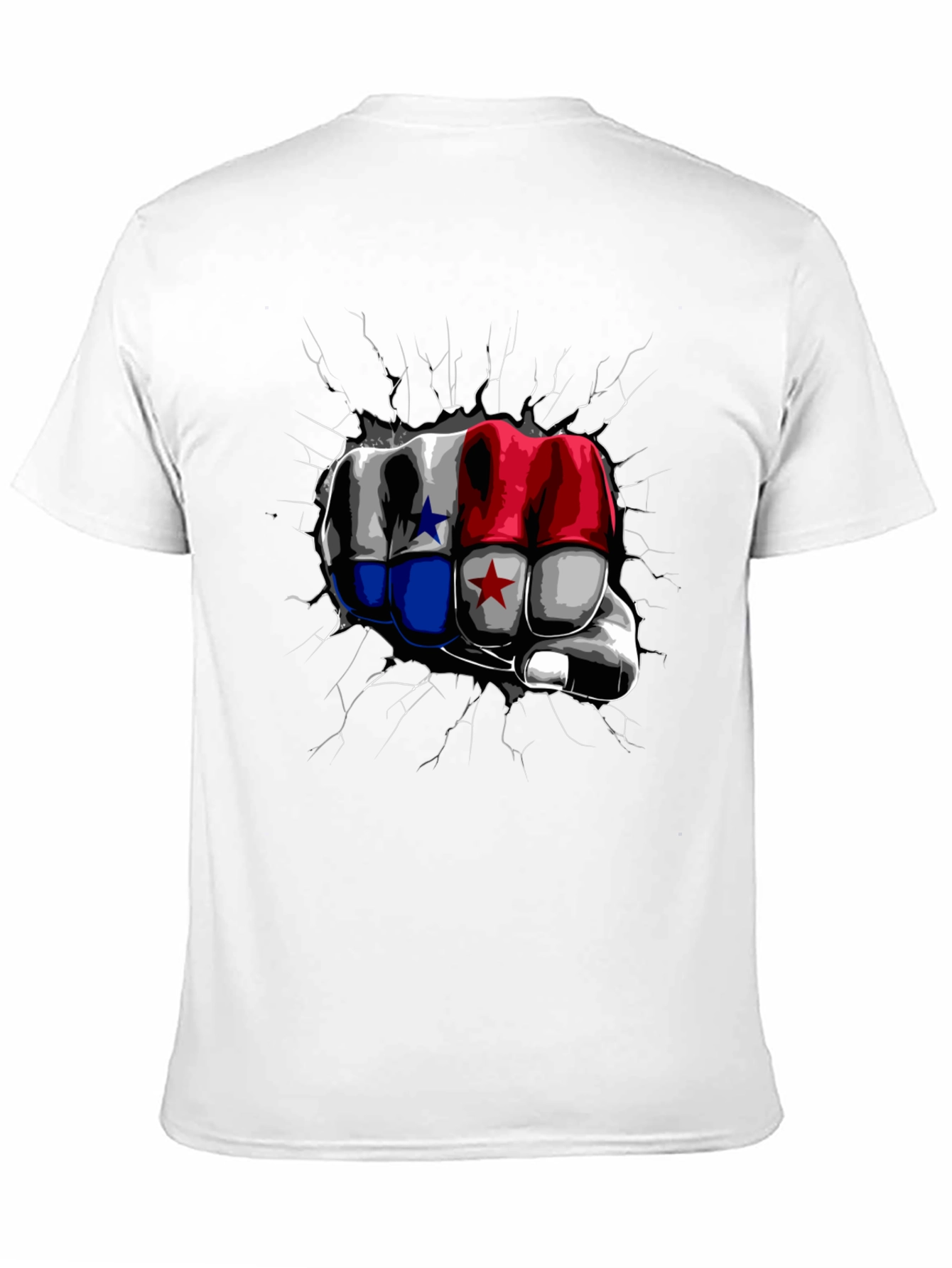 Panama Flag Fist Breaking Wall Mens Black T-Shirt