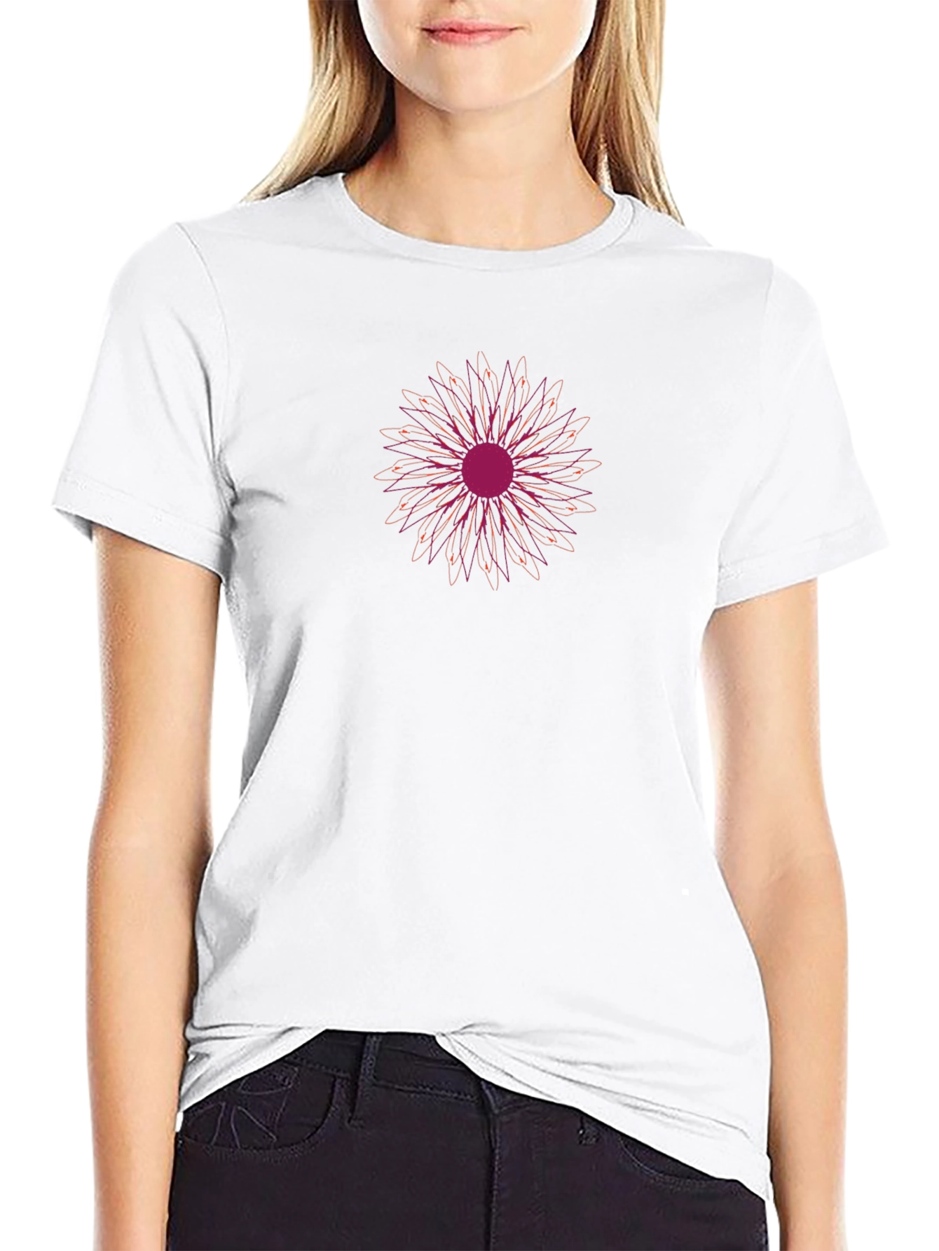Floral Print Black Tee - Casual Comfort